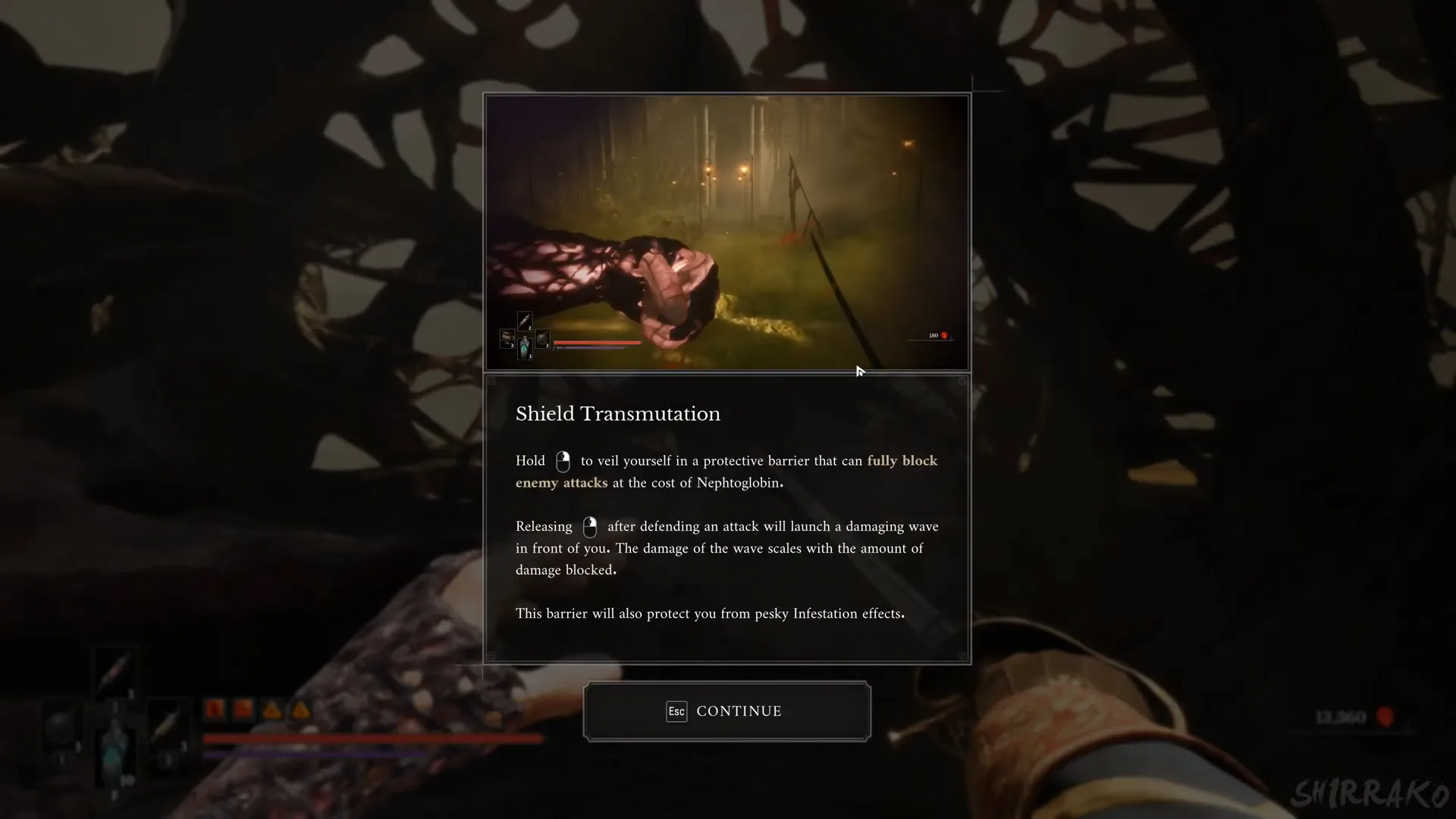 Shield Transmutation tutorial text