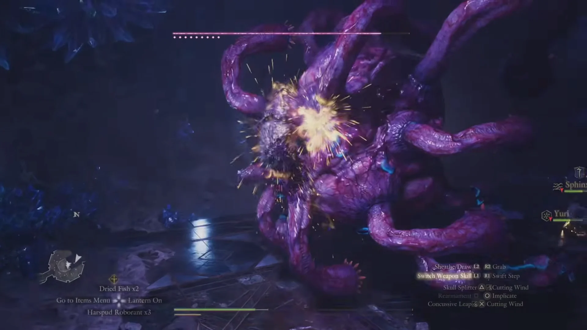 Striking the exposed eye
