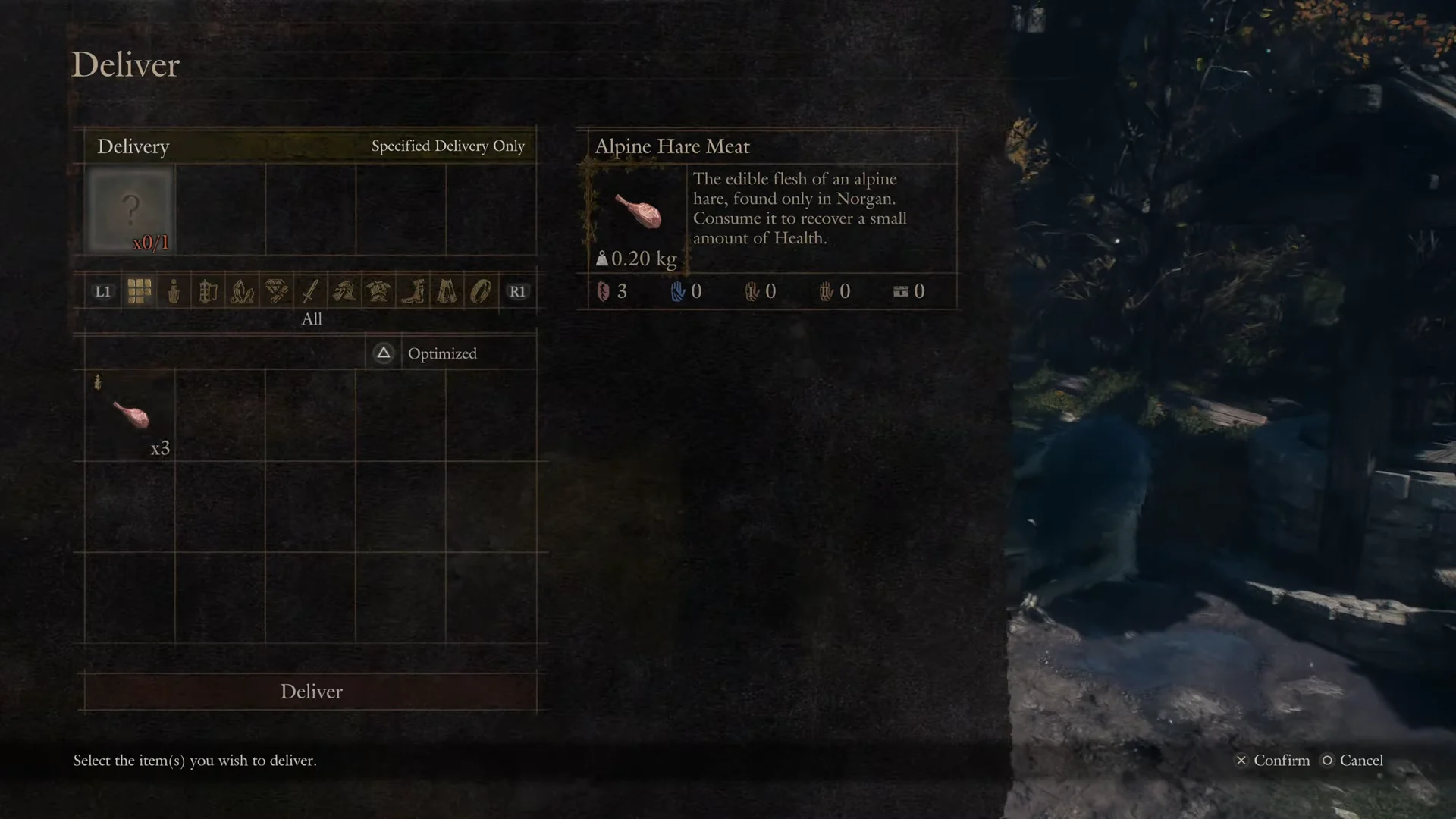 Deliver screen with Alpine Hare Meat