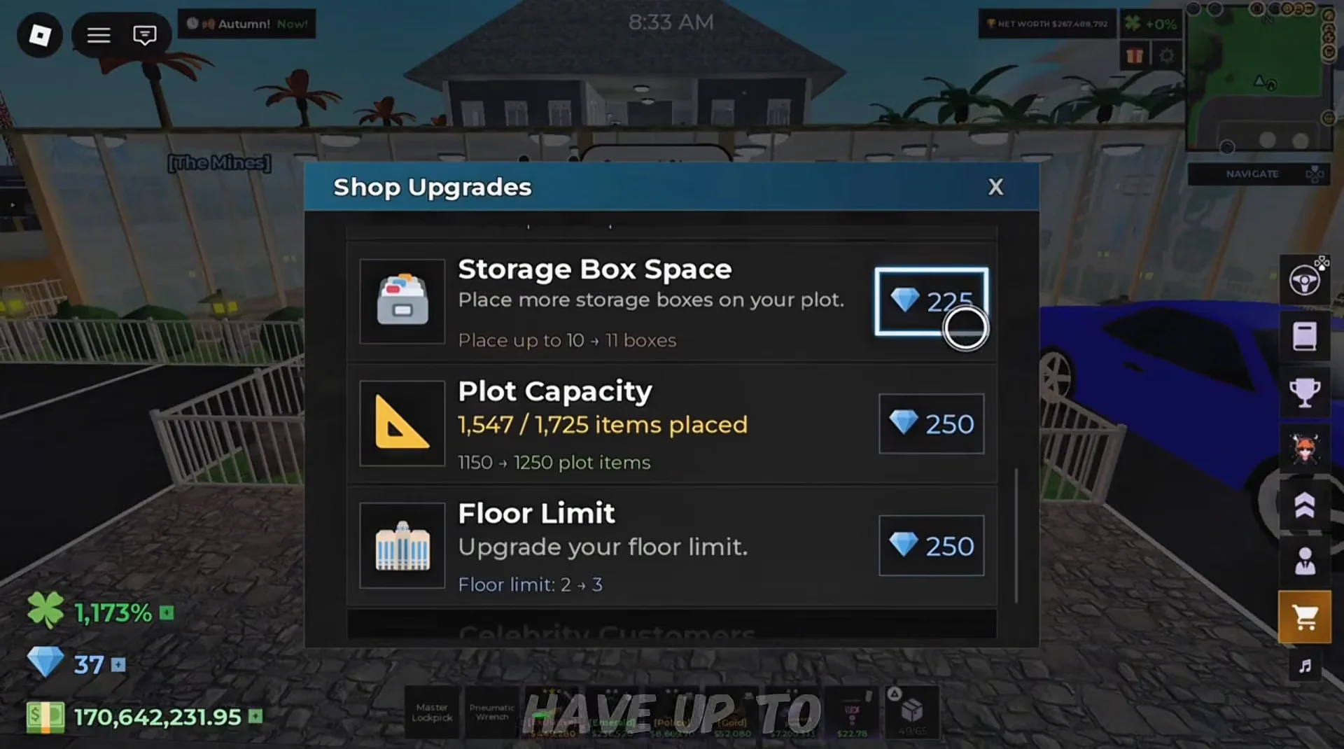 Base Upgrades & Vehicle Displays