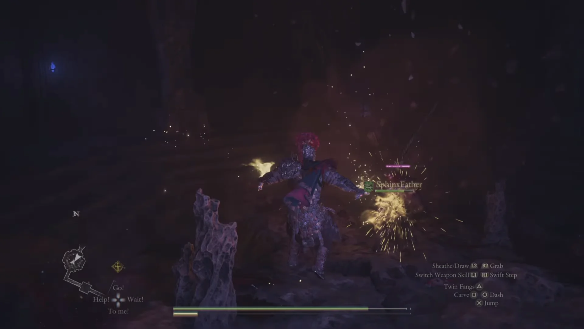 Armoured enemy in purple mist