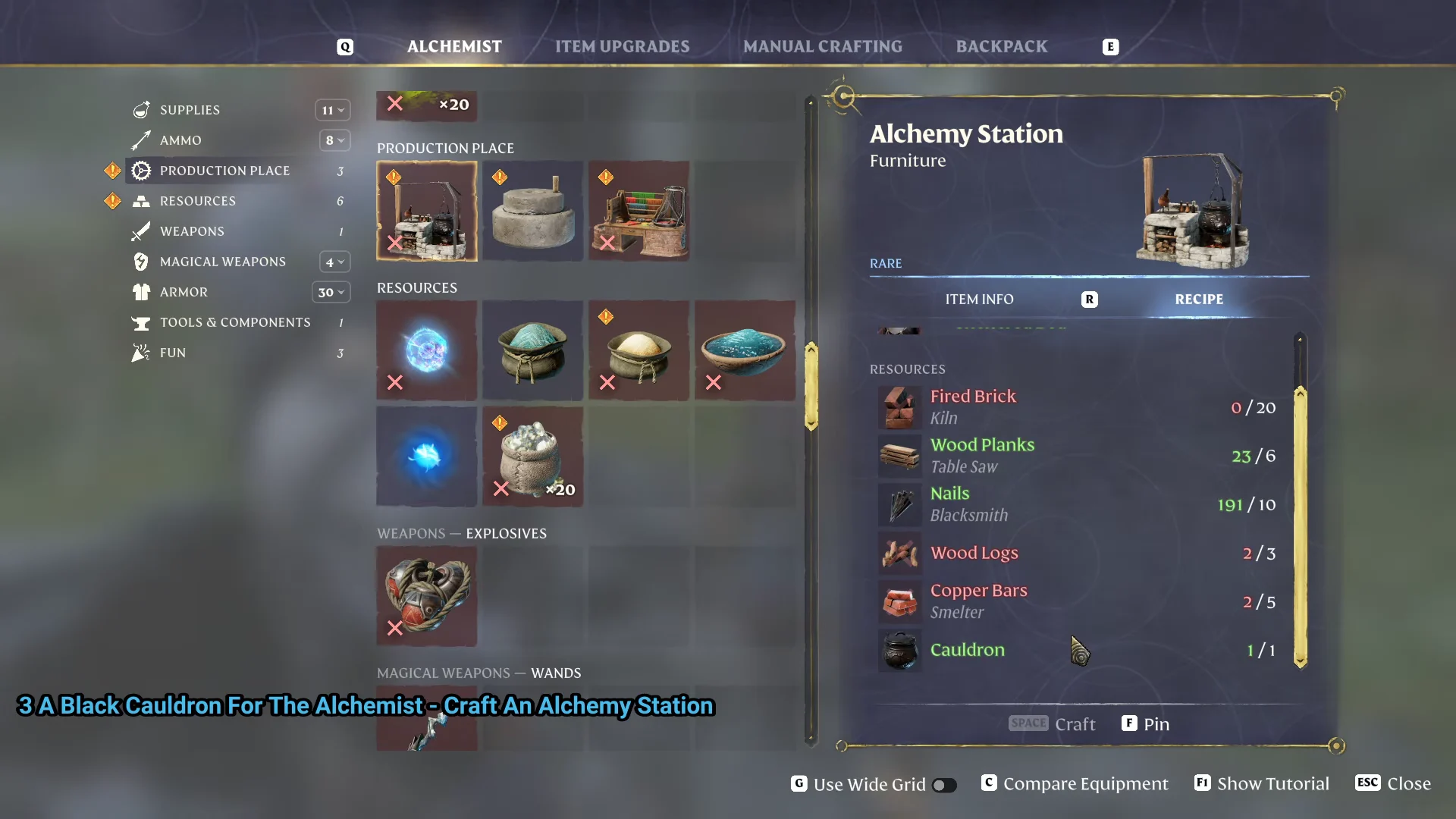 the Alchemy Station recipe at the Alchemist