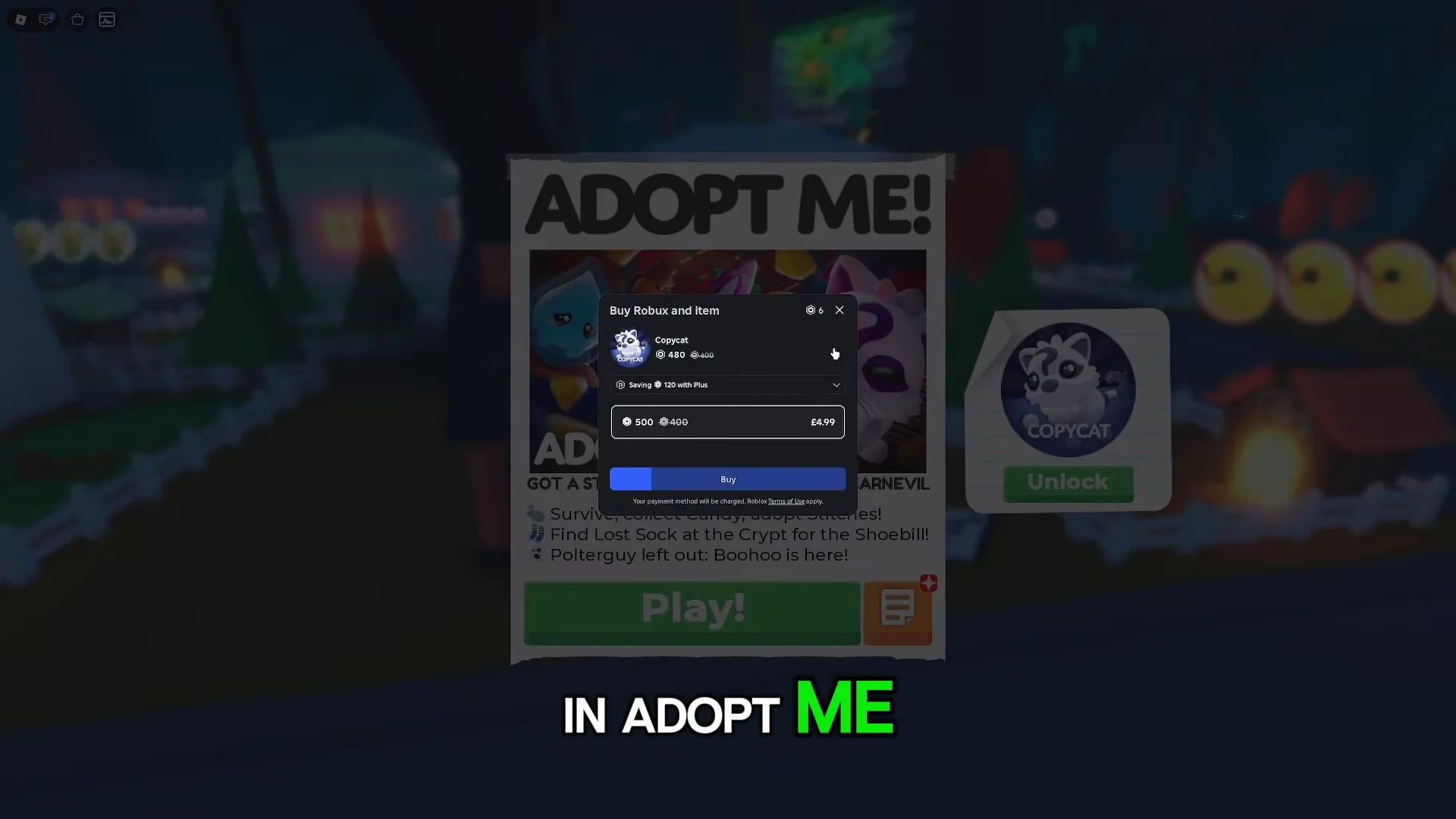Robux purchase prompt