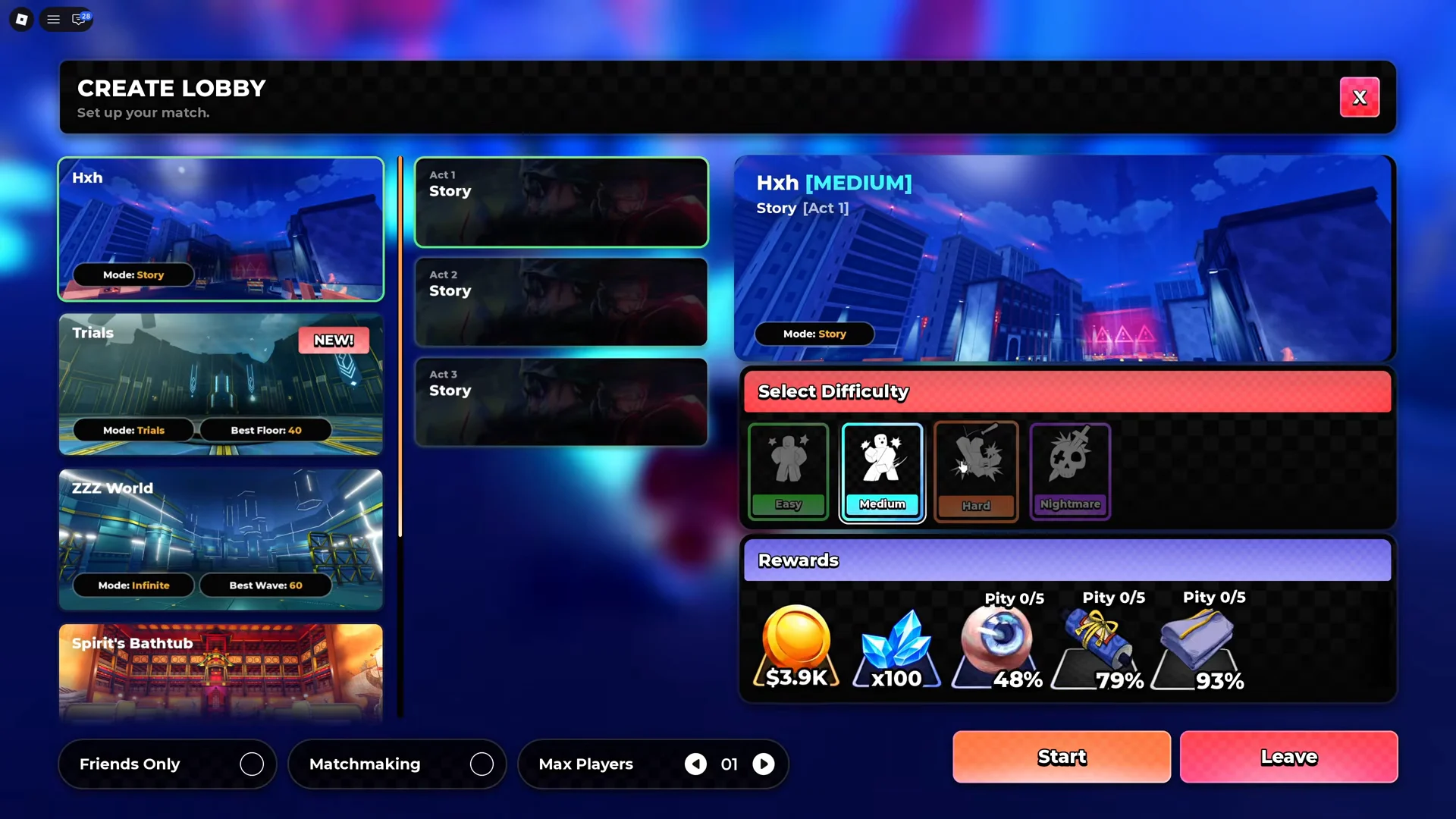 Story Mode Lobby Setup