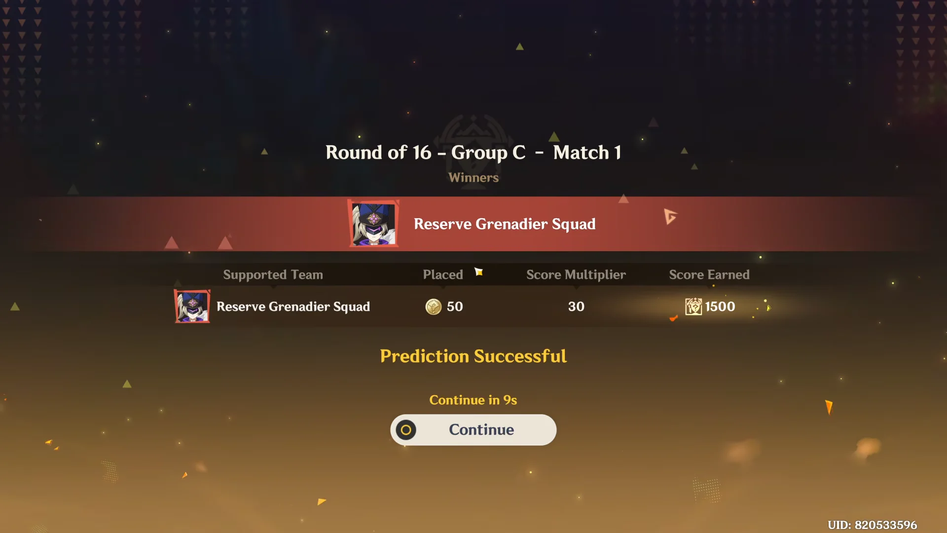 Match 1 Victory & Score Settlement