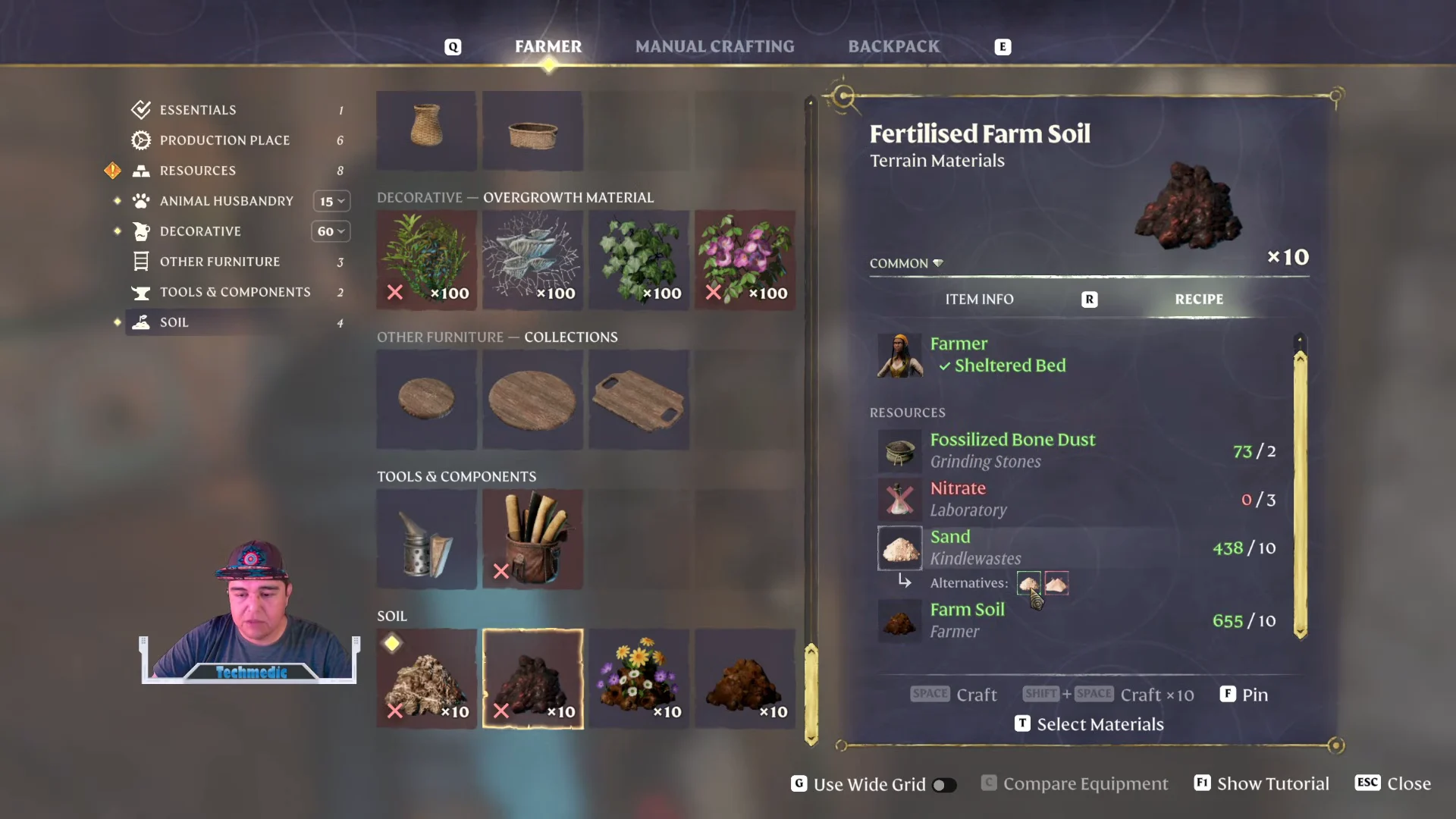 the Fertilised Farm Soil recipe at the Farmer