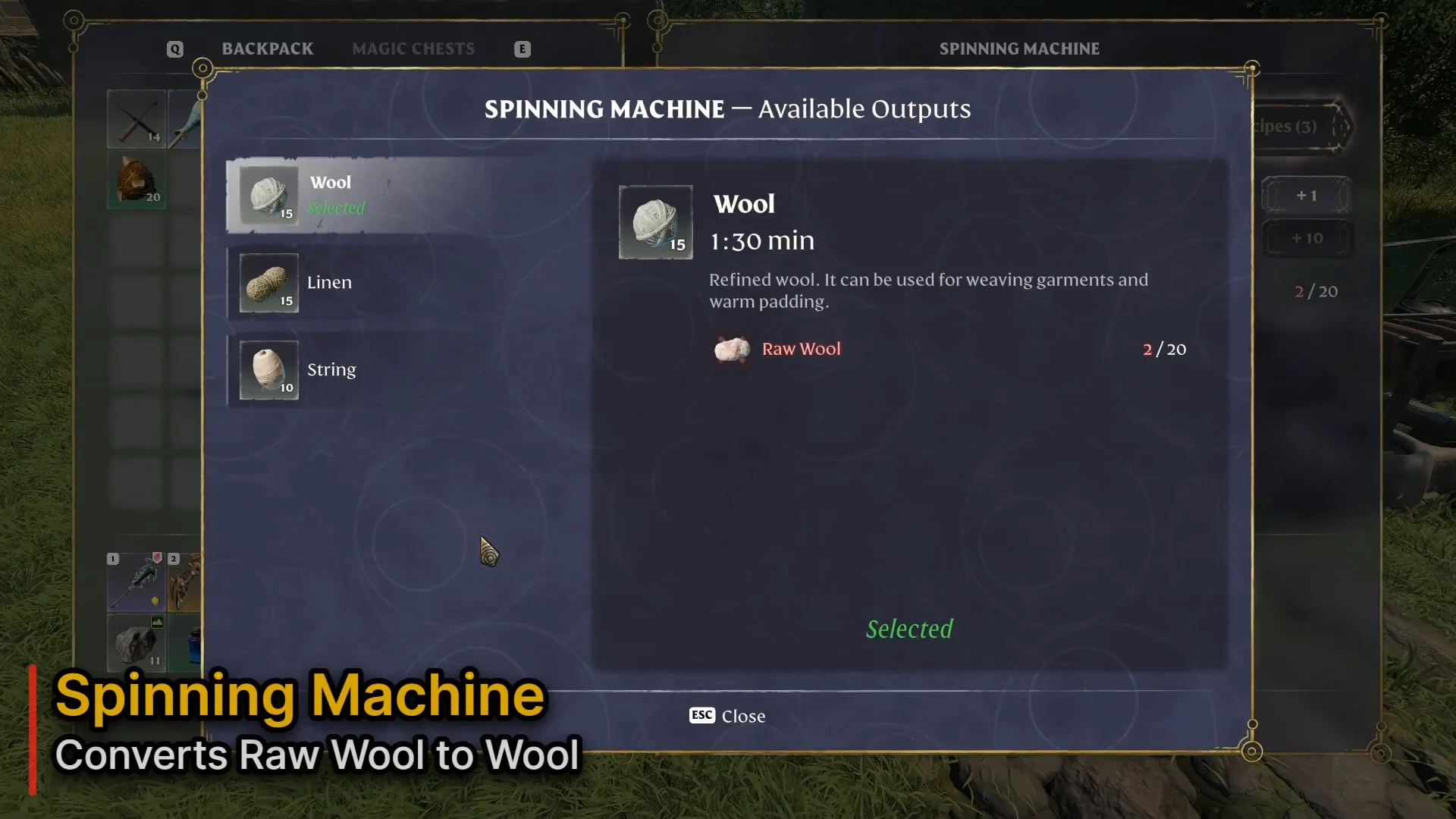 Spinning Machine Wool recipe