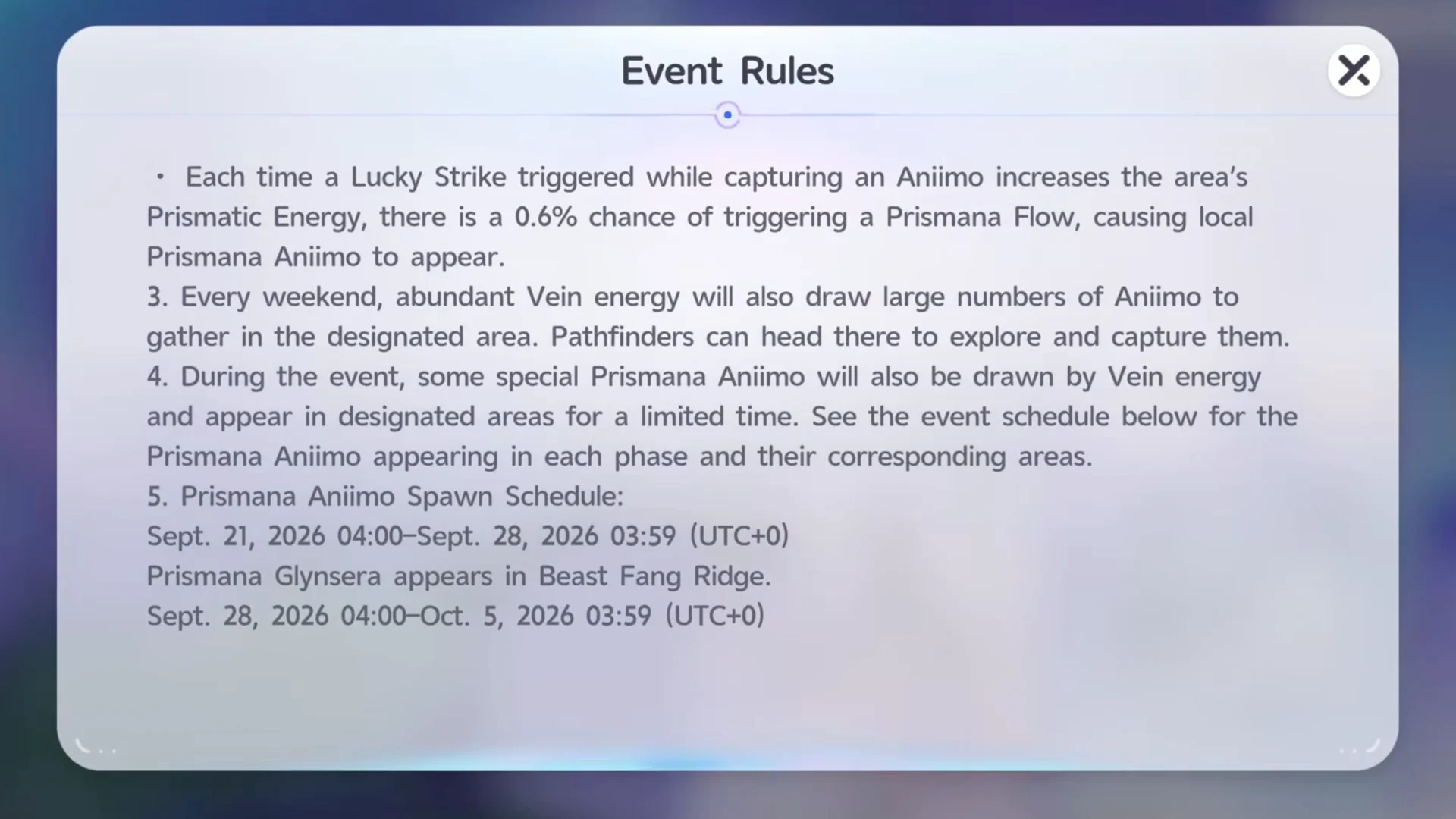 Event Rules & Disappearance