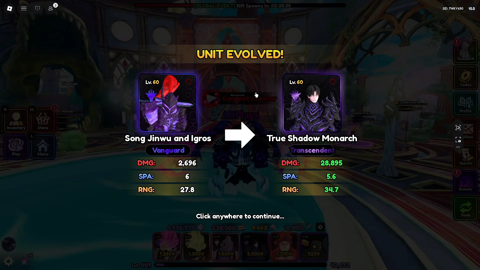 Unit Evolution Screen & Rewards