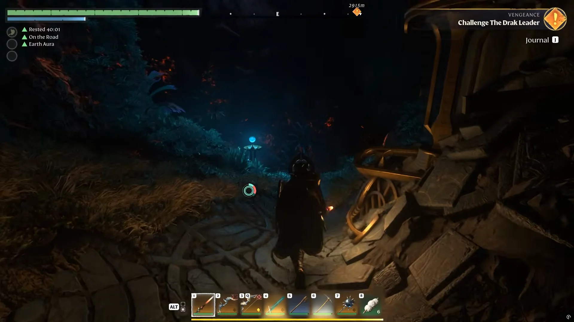 Approaching the overgrown cave area