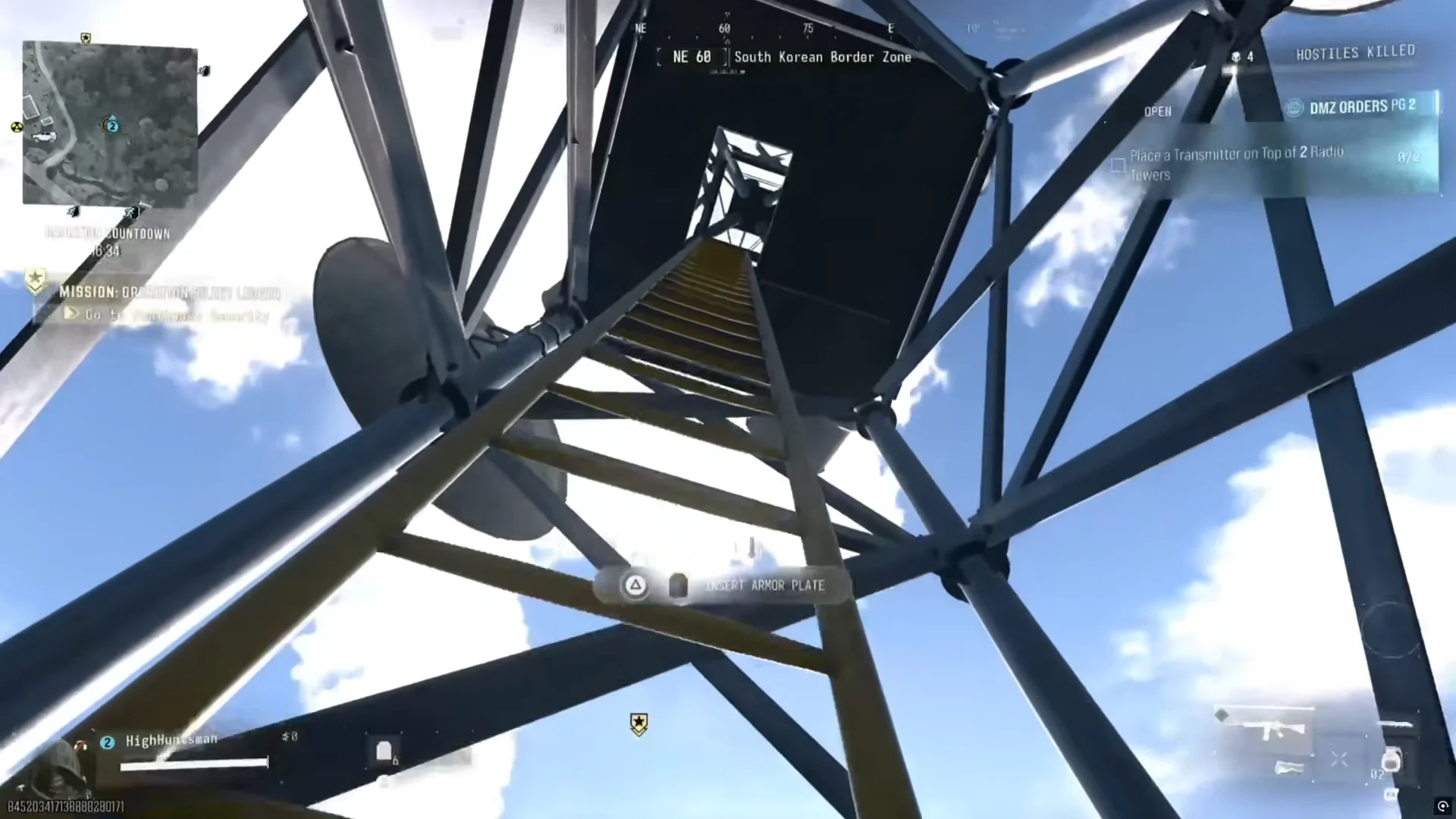 Climbing a radio tower ladder