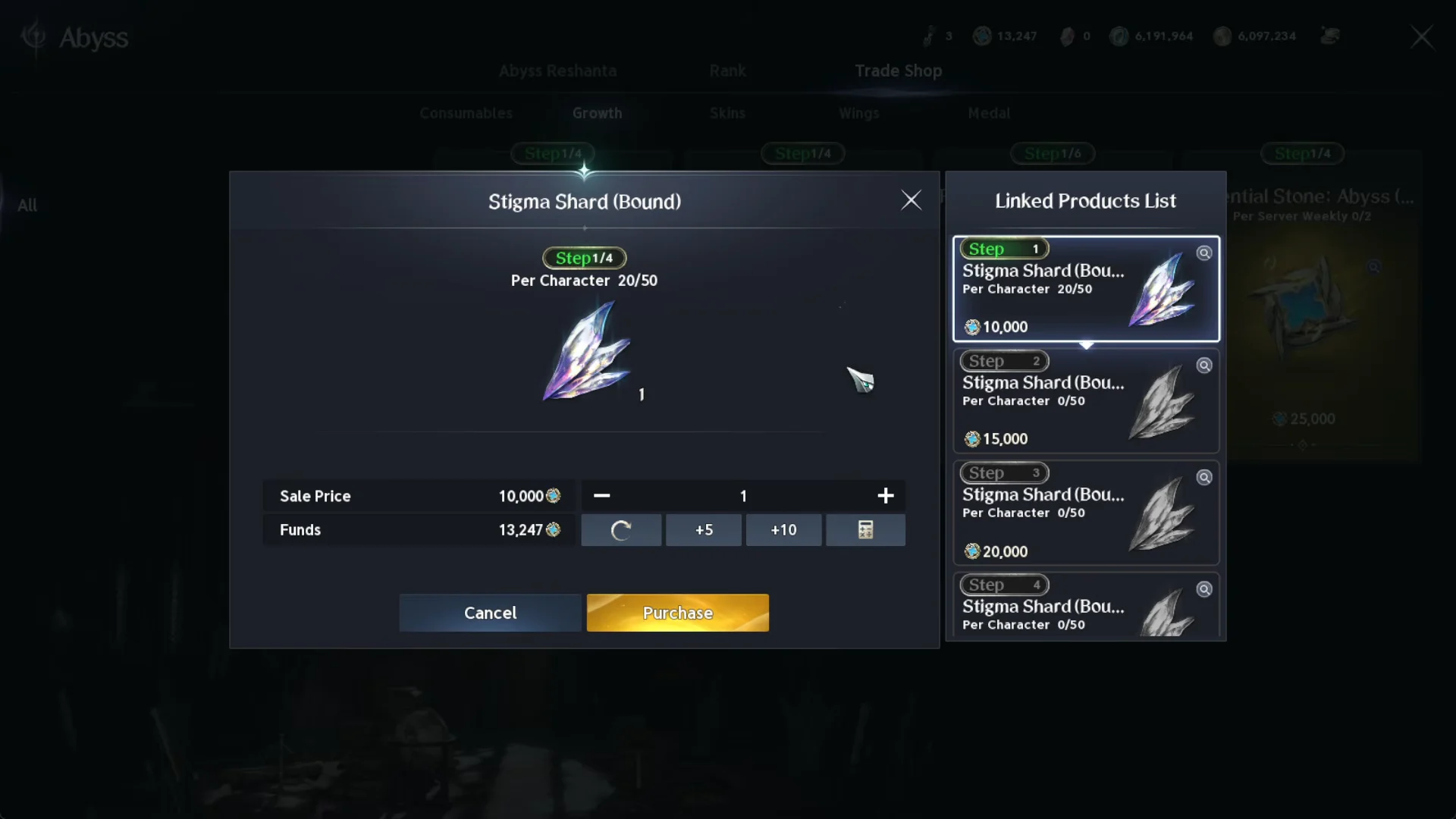 Abyss Trade Shop Stigma Shards