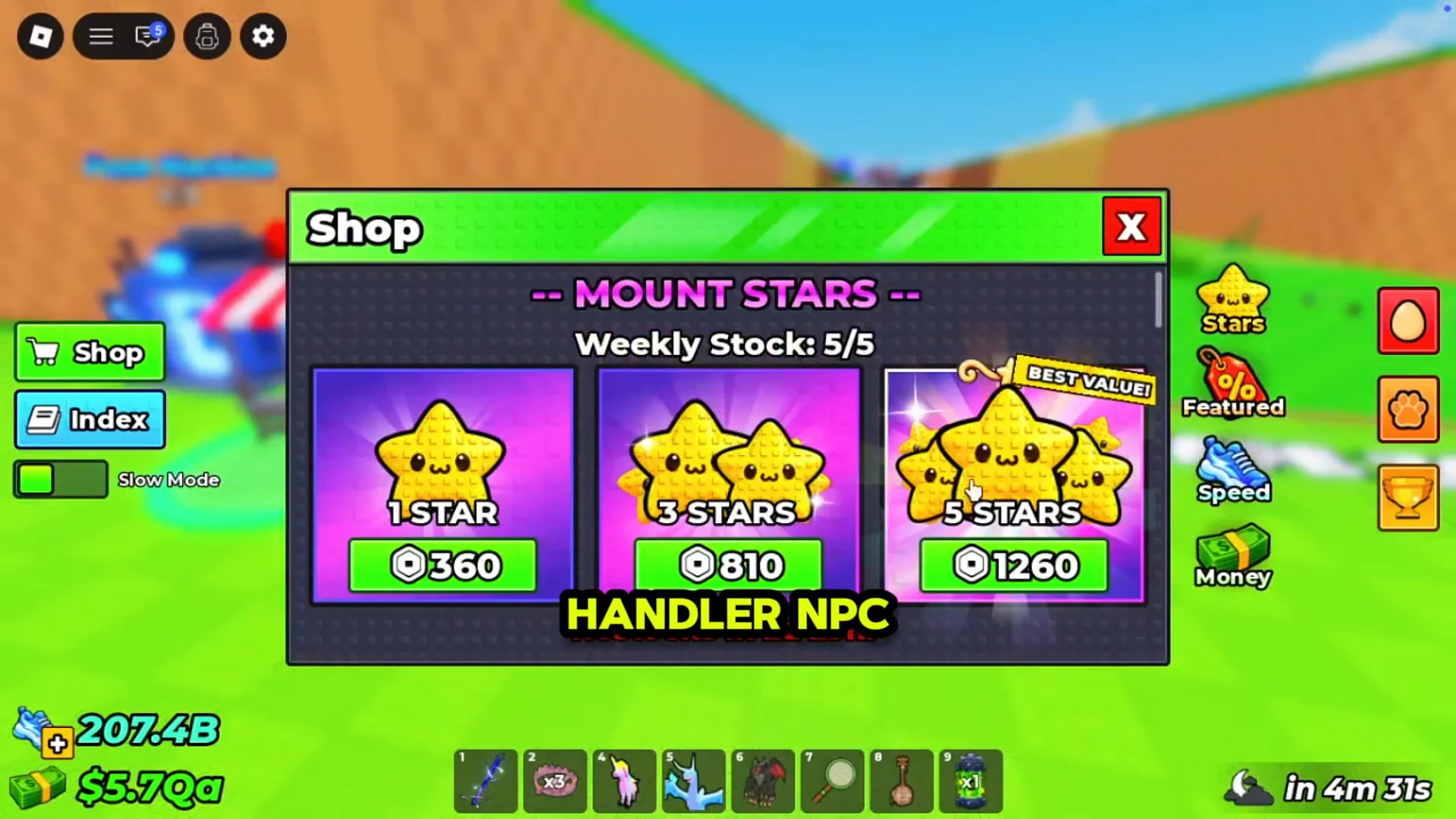 Buying Mount Stars from Star Handler NPC