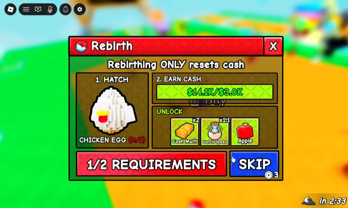Checking Rebirth Requirements