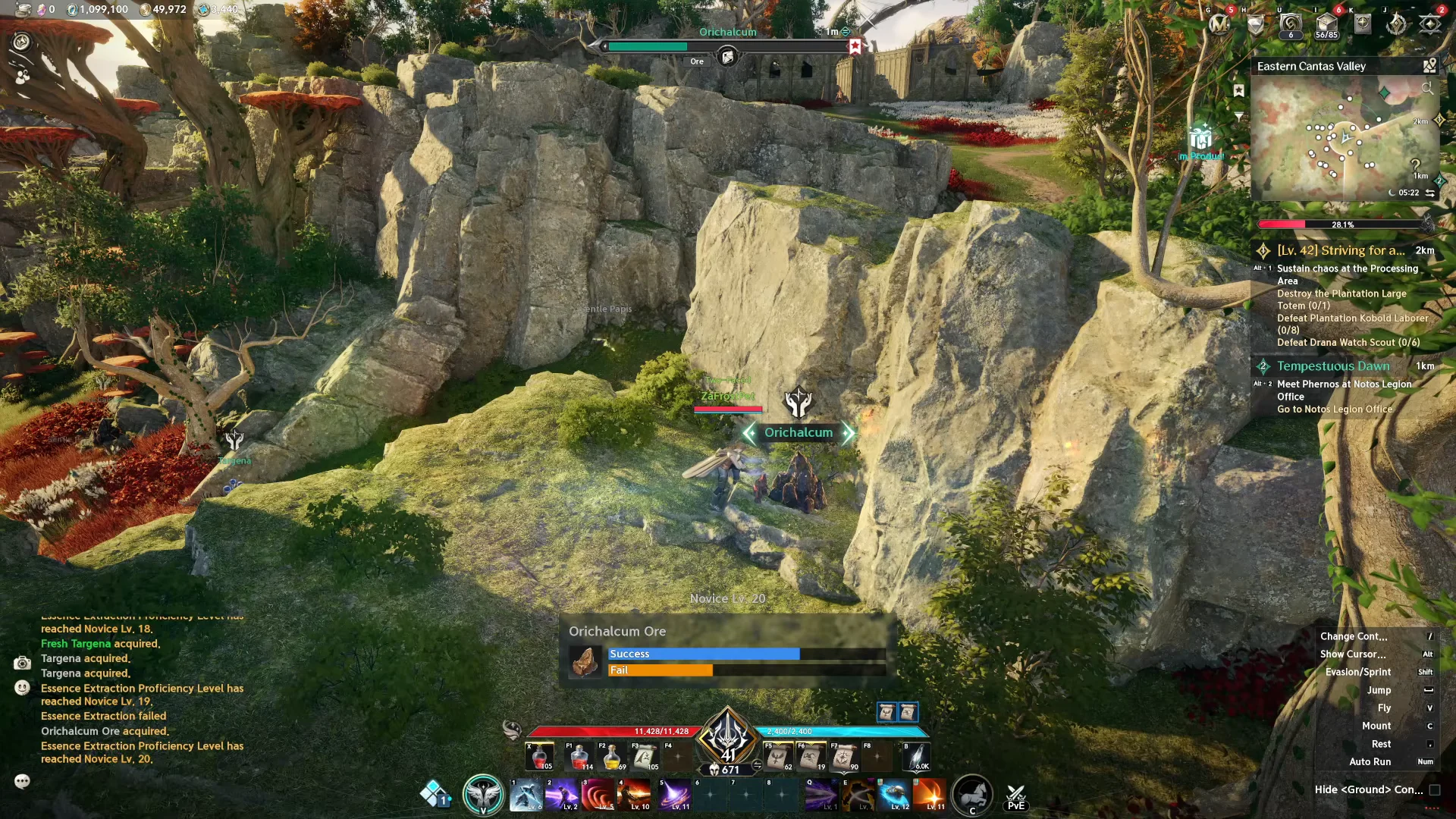 Gathering first Orichalcum Ore node