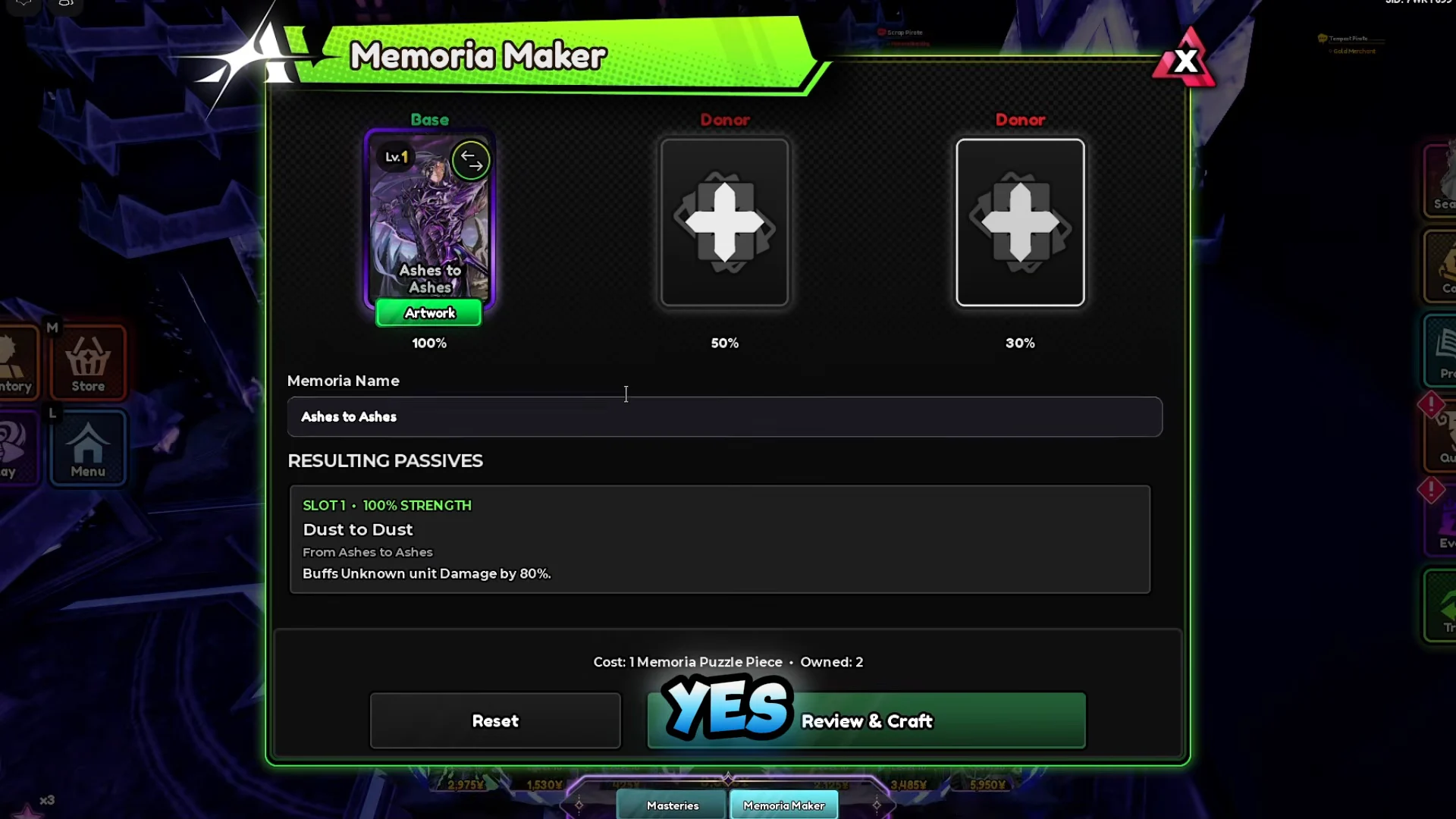 Memoria Maker Mechanics & Slot Scaling
