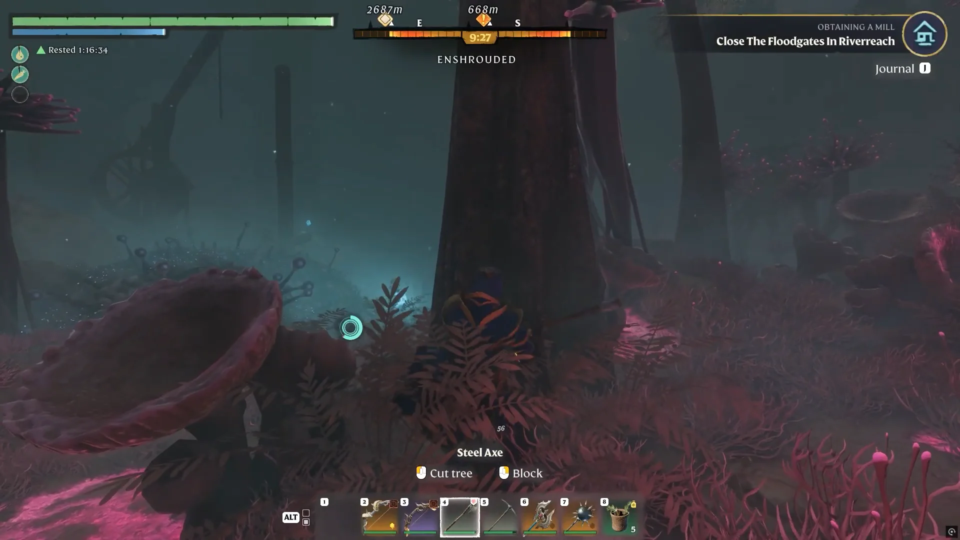 Cut tree prompt on a large tree inside the Shroud with a Steel Axe