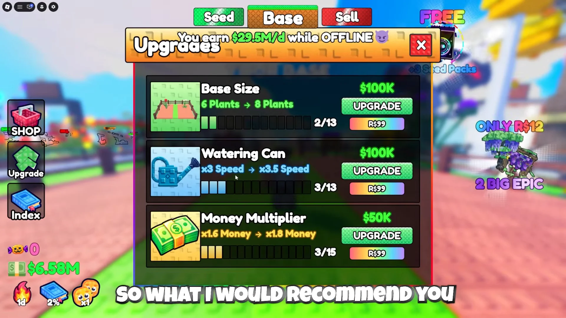 Upgrades Menu Overview