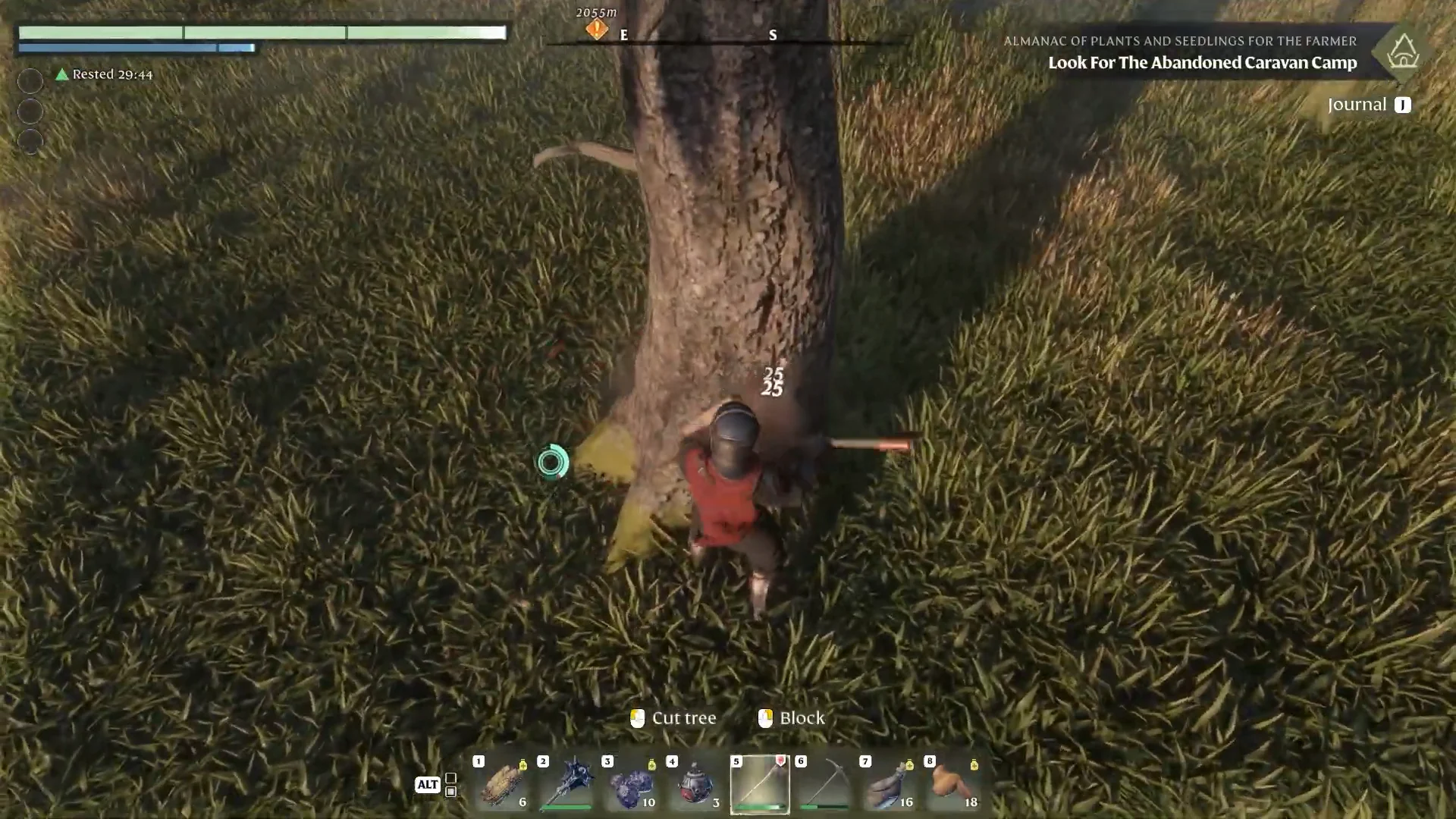 Cutting a tree for logs
