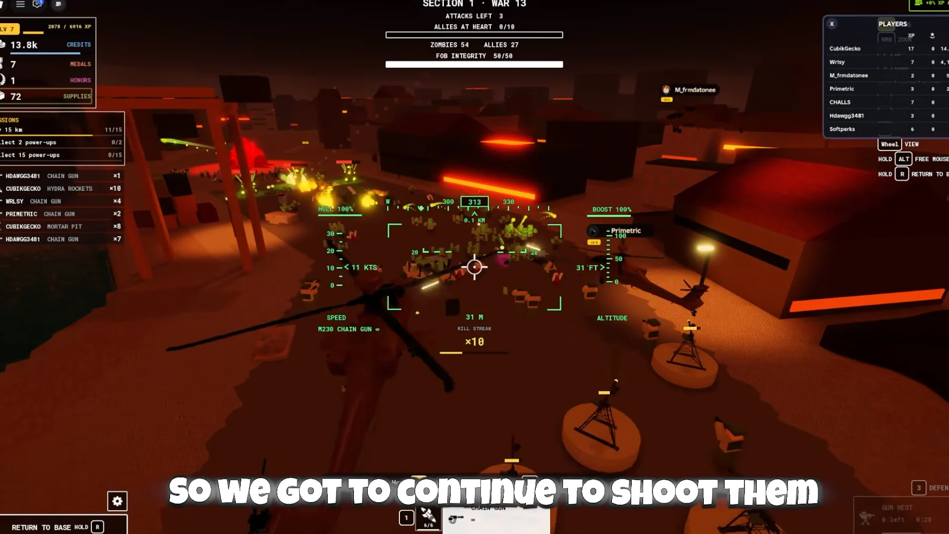 Spraying Zombies with the Chain Gun