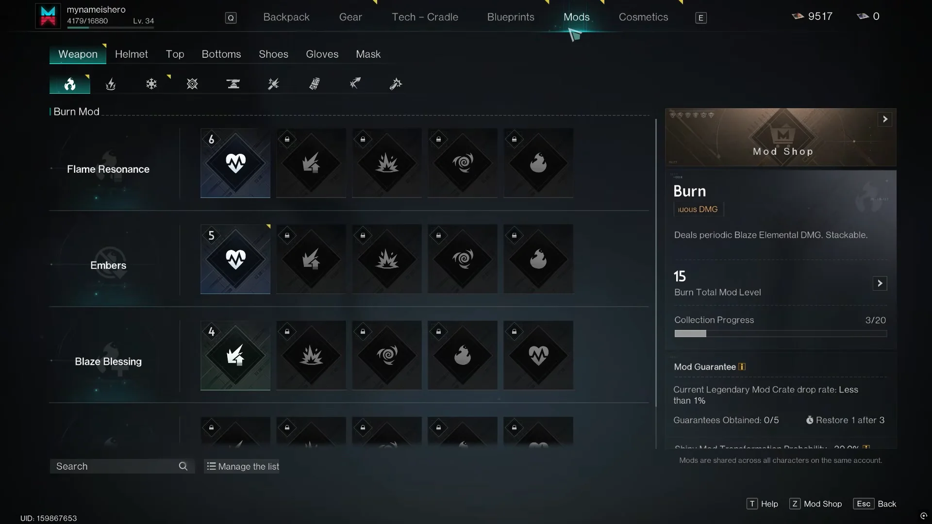 Navigating to Mods Tab