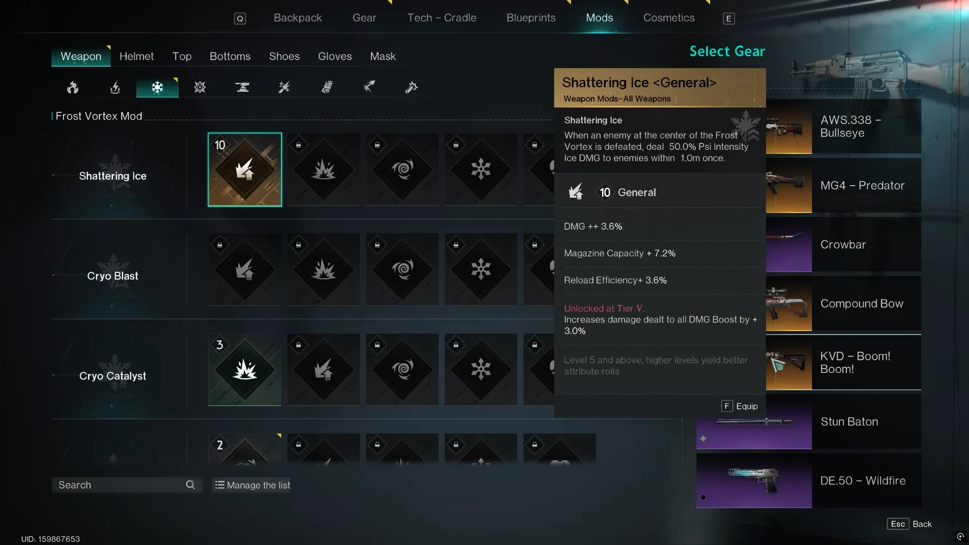 Equipping Mod to Gear