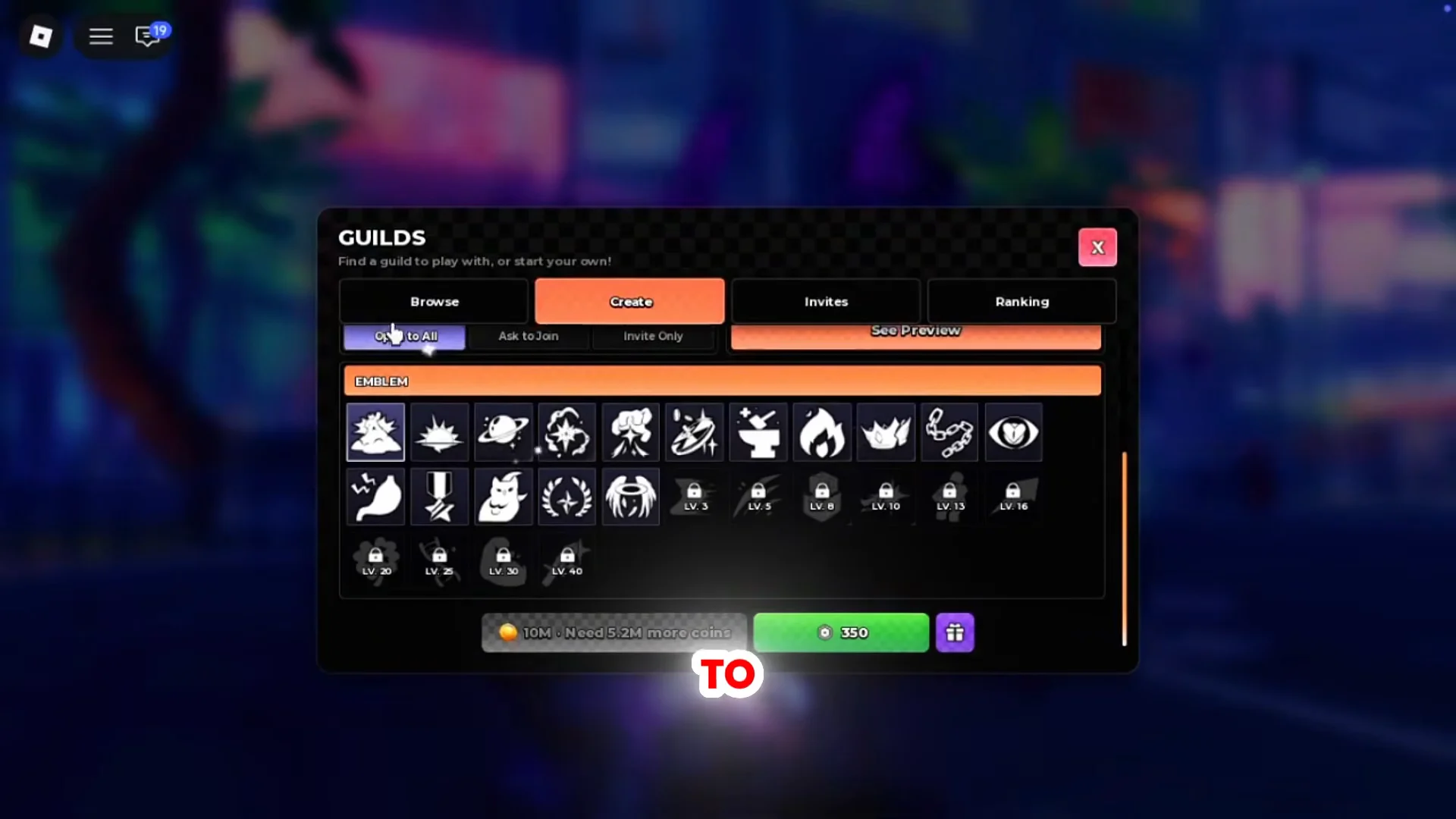 Opening Guild Menu