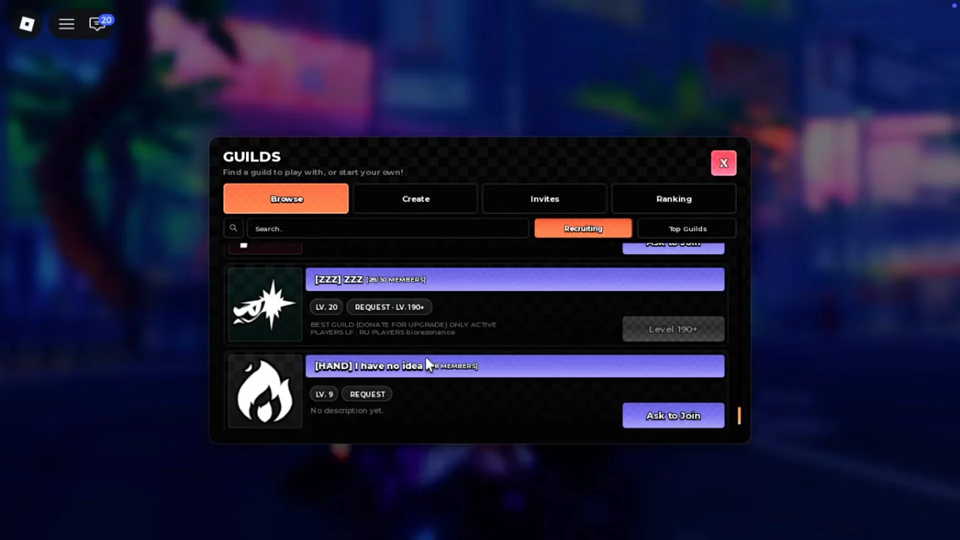 Browsing & Joining Guilds