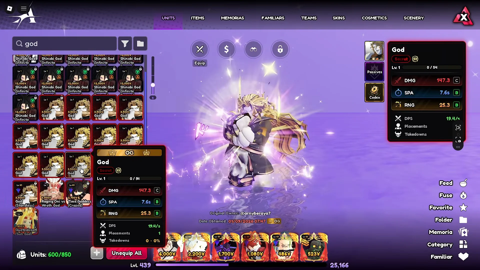 Inventory Check & God Stats