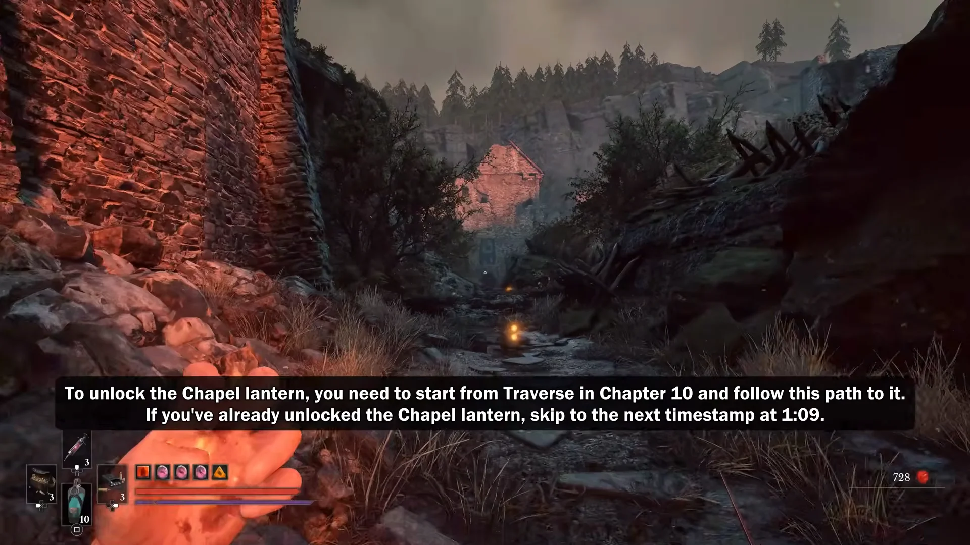 Traverse Lantern start & path to Chapel