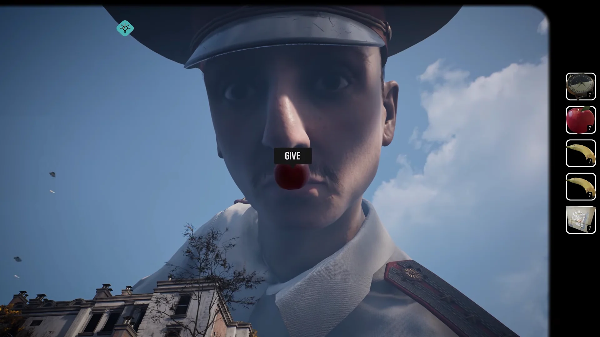 Looking up at the giant officer