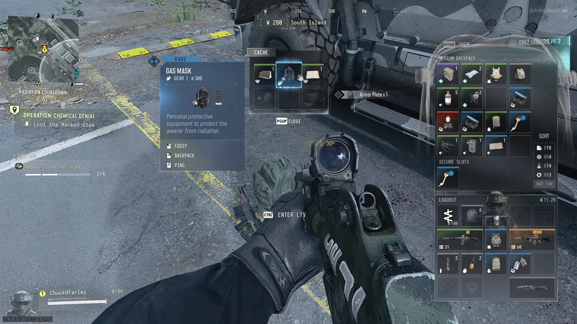 Scavenger's cache with Gas Mask