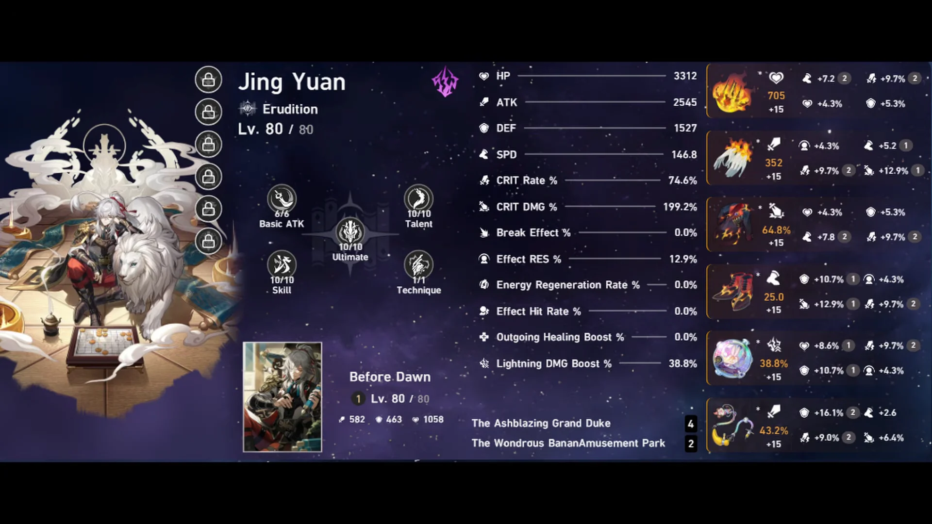 Jing Yuan Character Build Screen