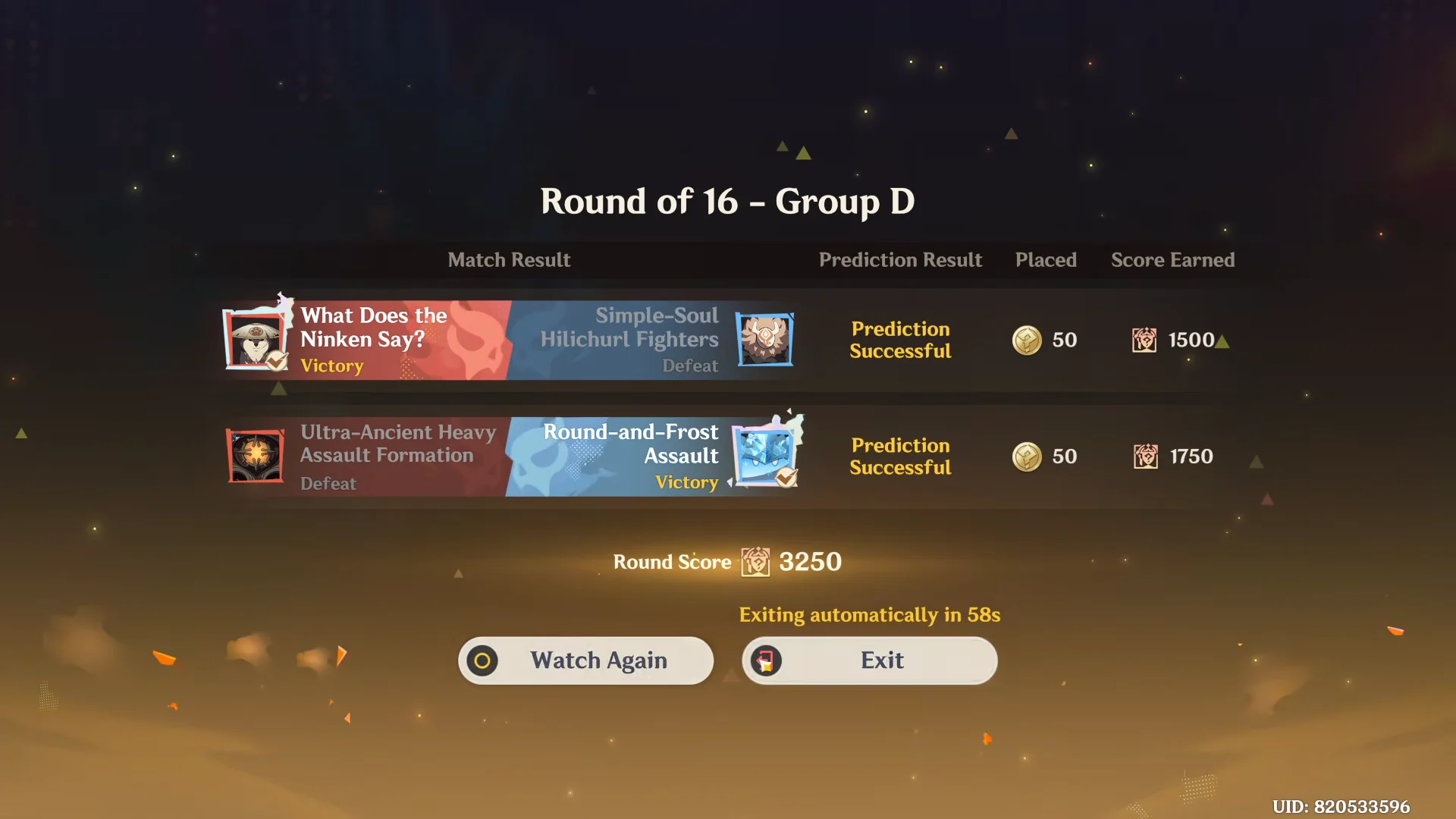 Group D summary screen