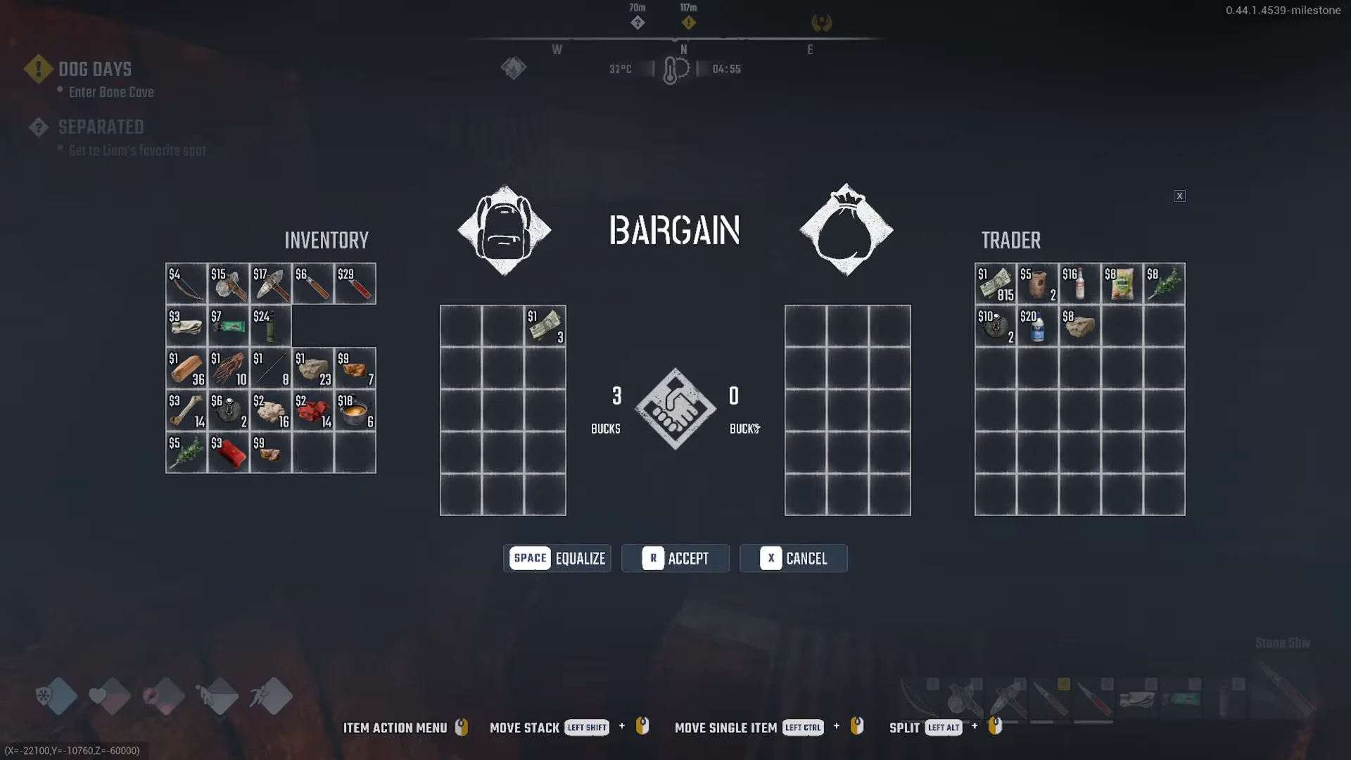 The Bargain screen with the General Trader