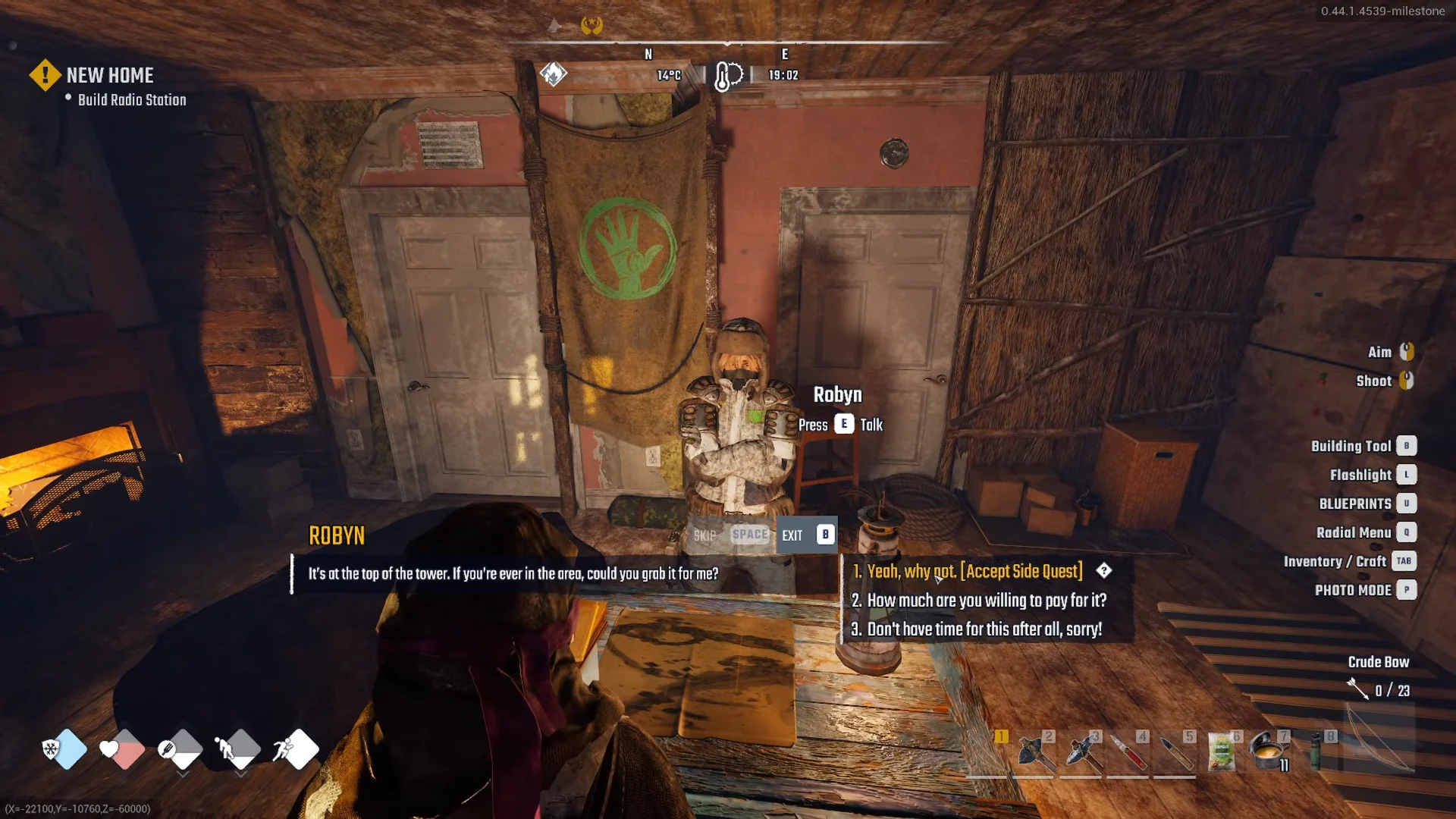 Robyn's offer with Accept Side Quest