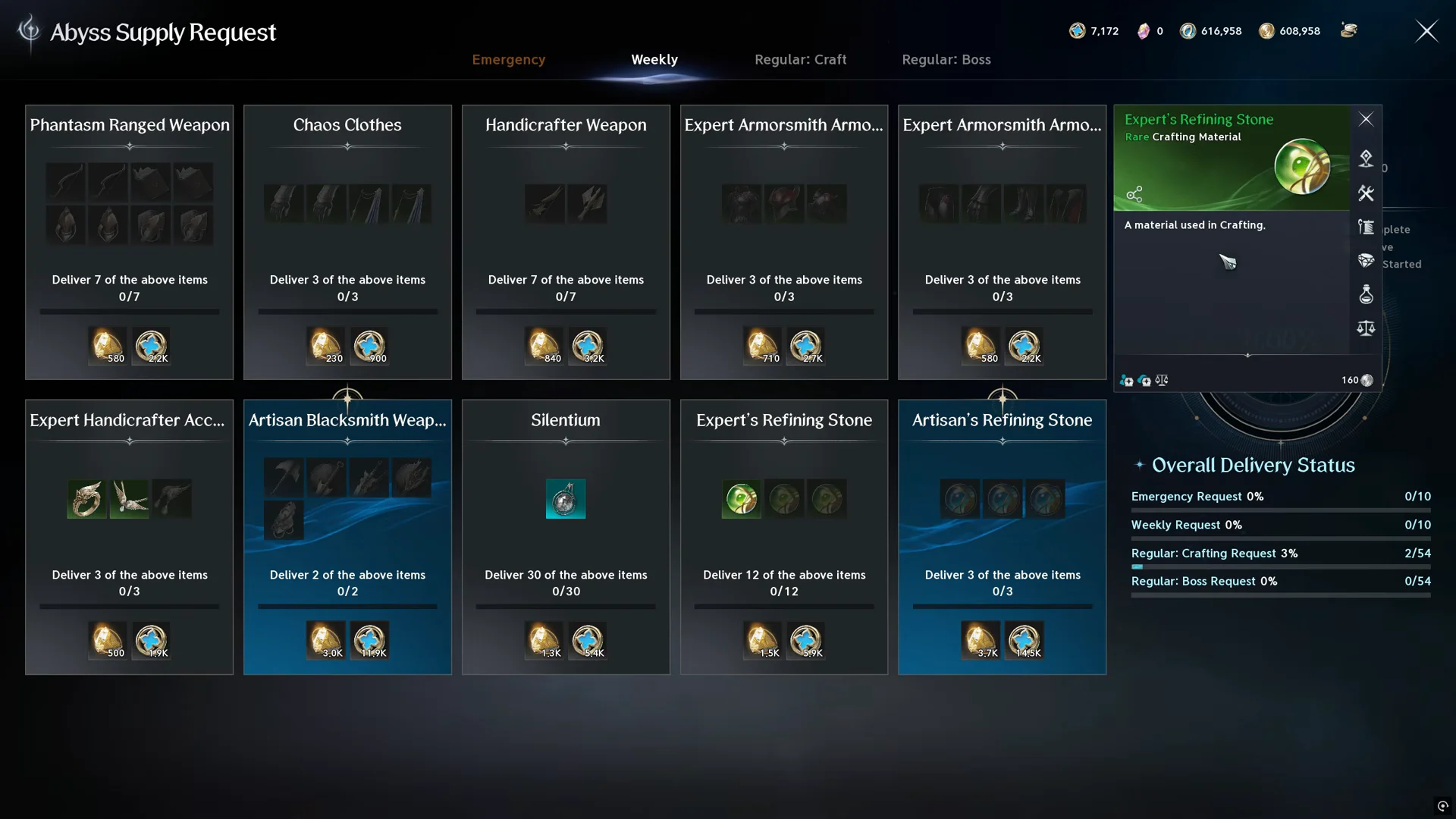 Abyss Supply Request Warnings