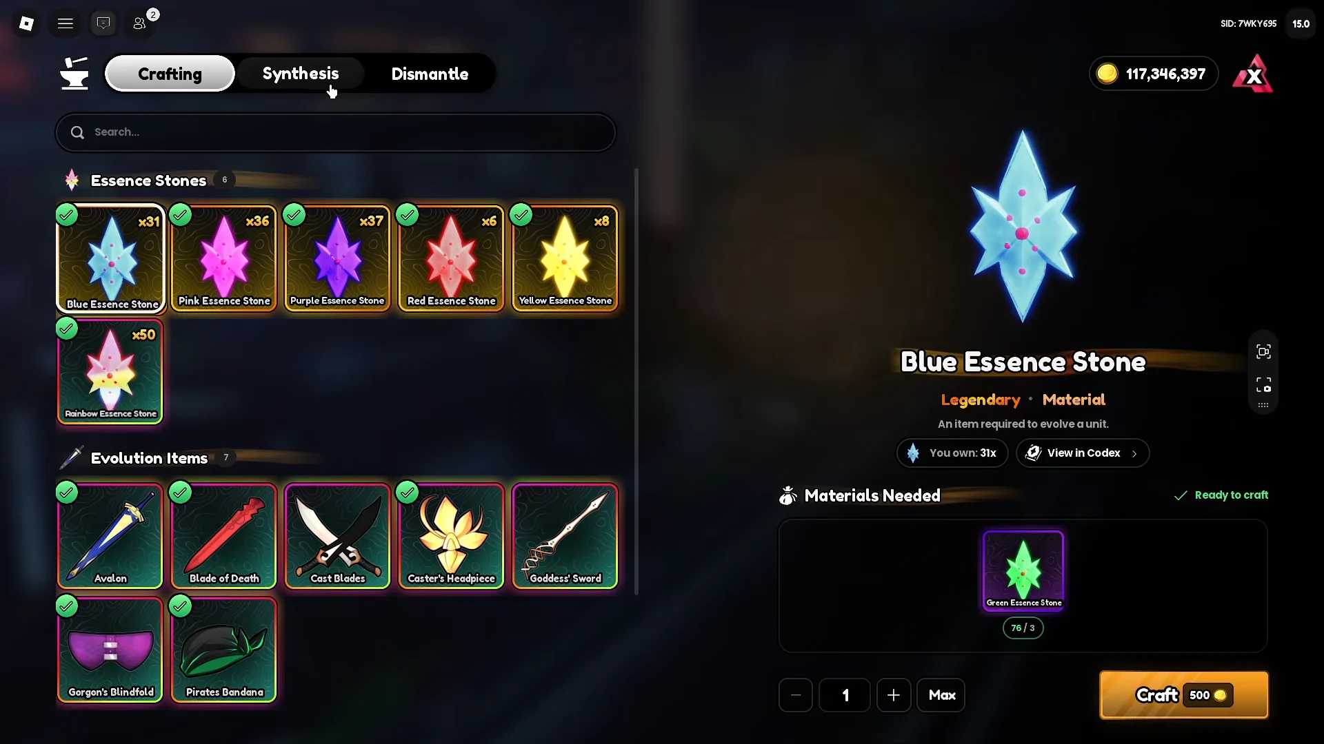 Evolution / Crafting Setup