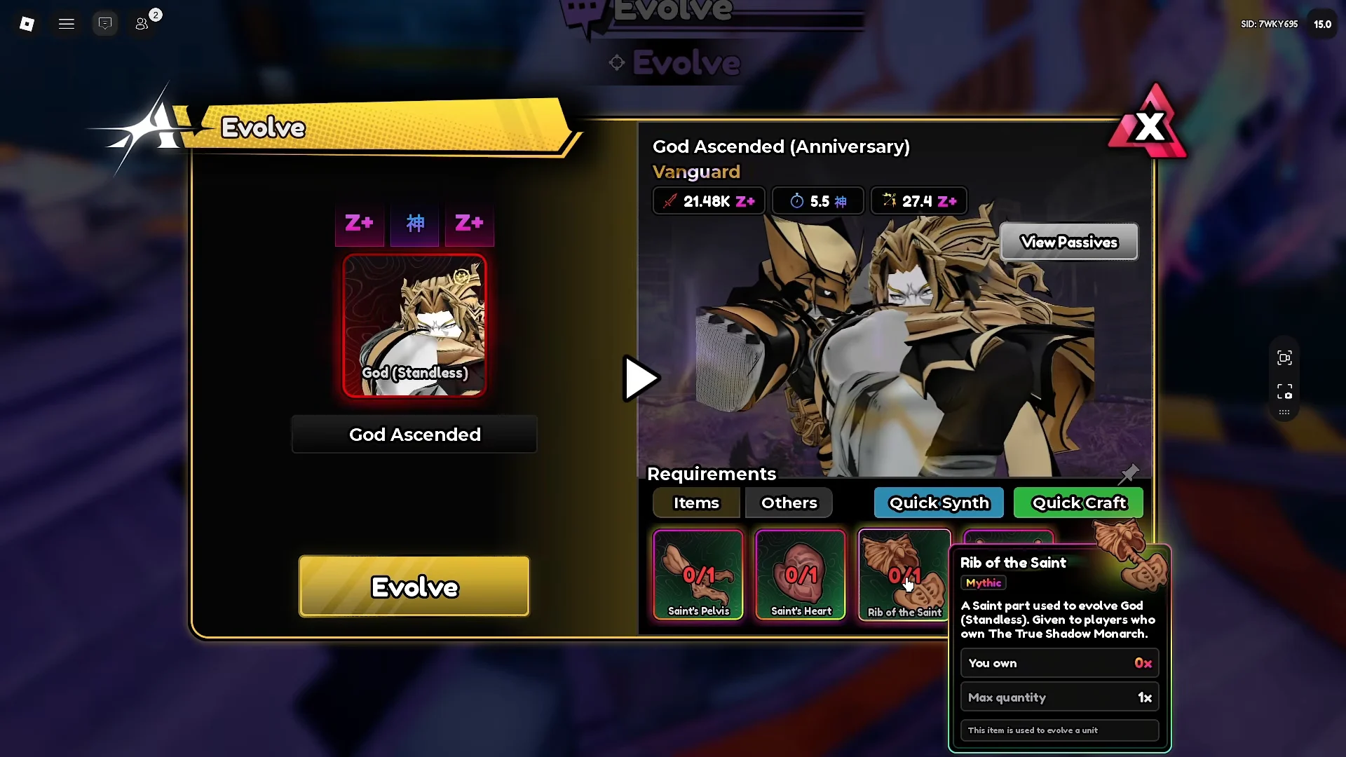 God Ascended Evolution Requirements