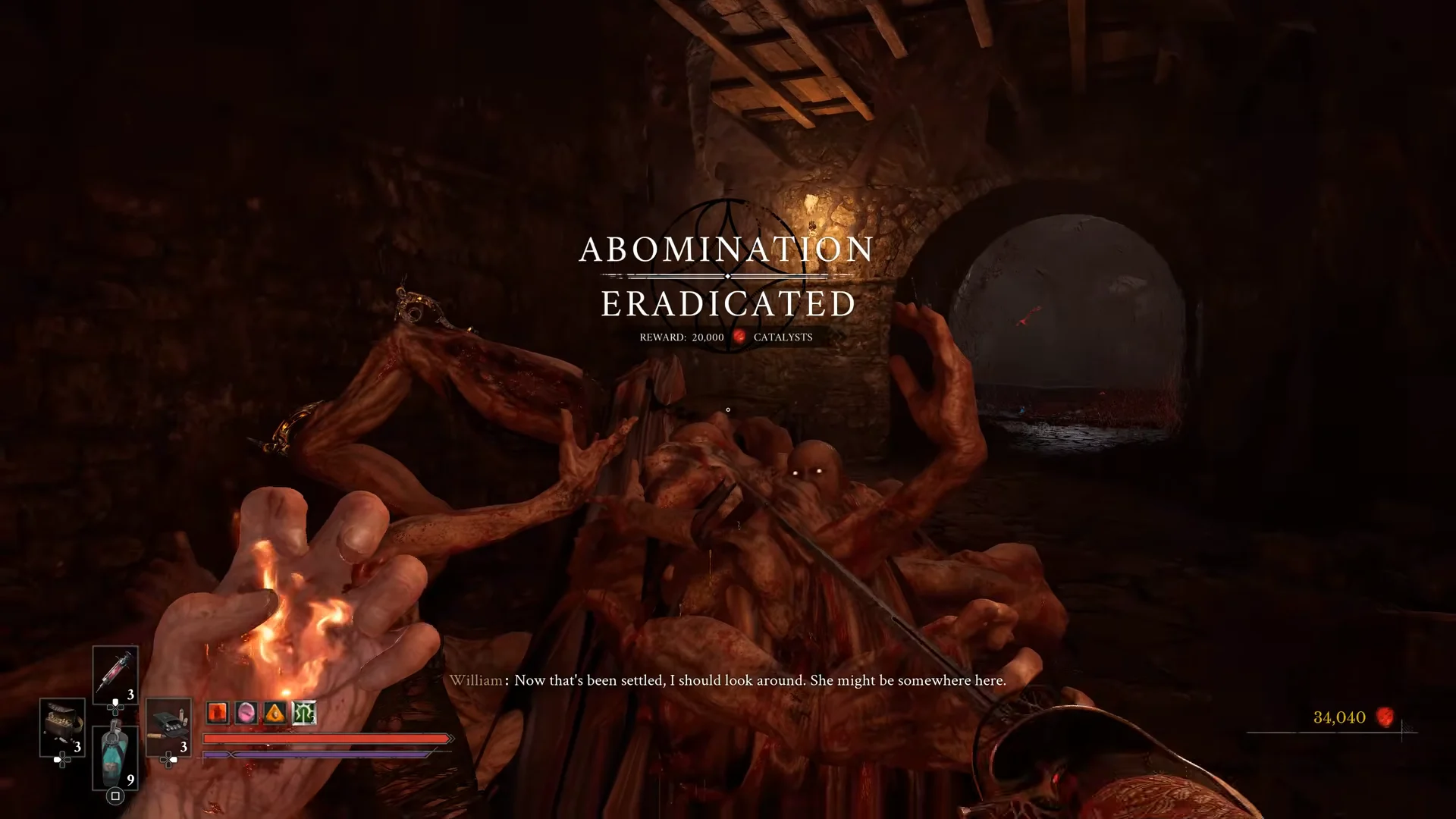 Victory and post-boss dialogue
