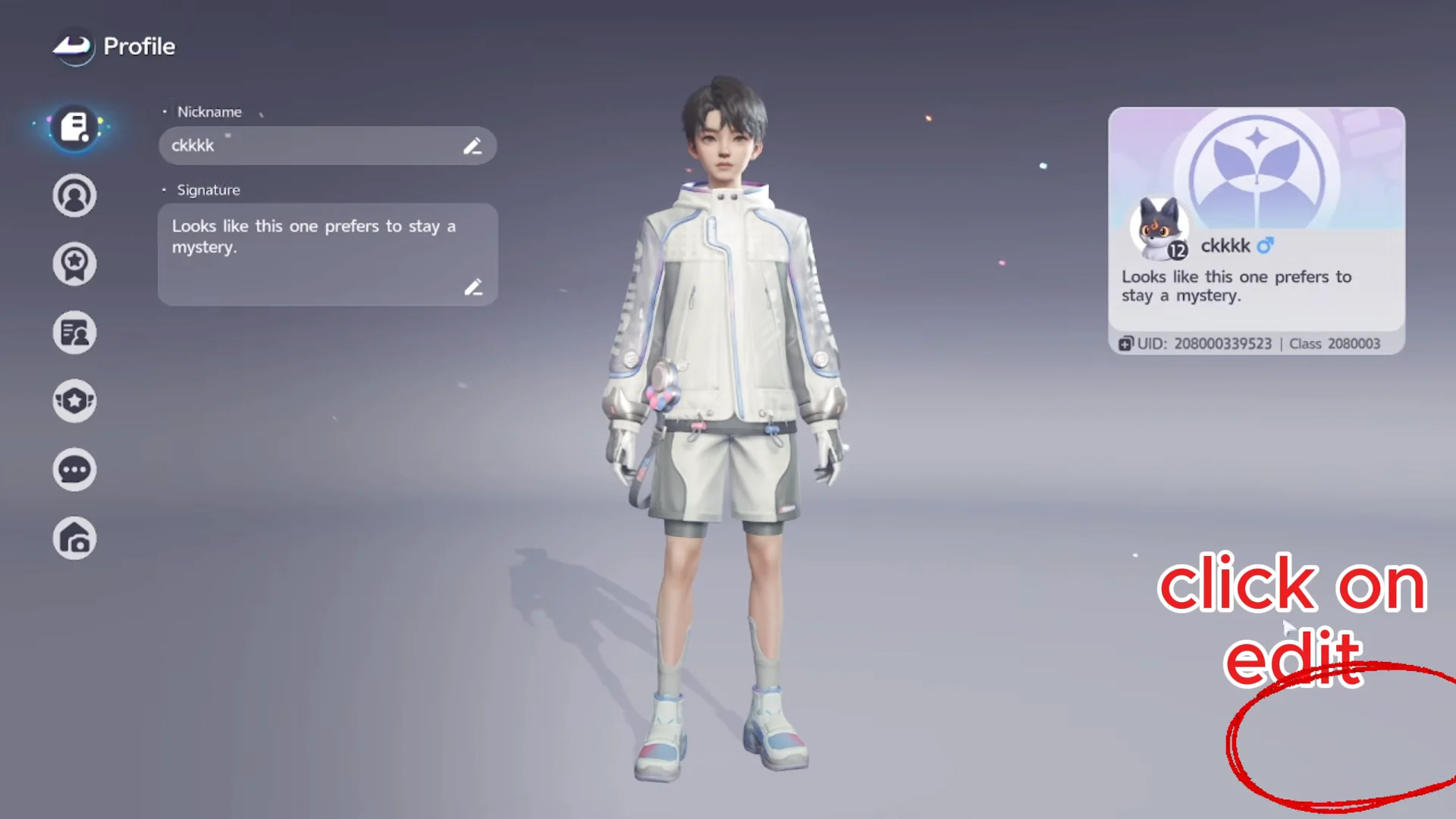 Select edit nickname