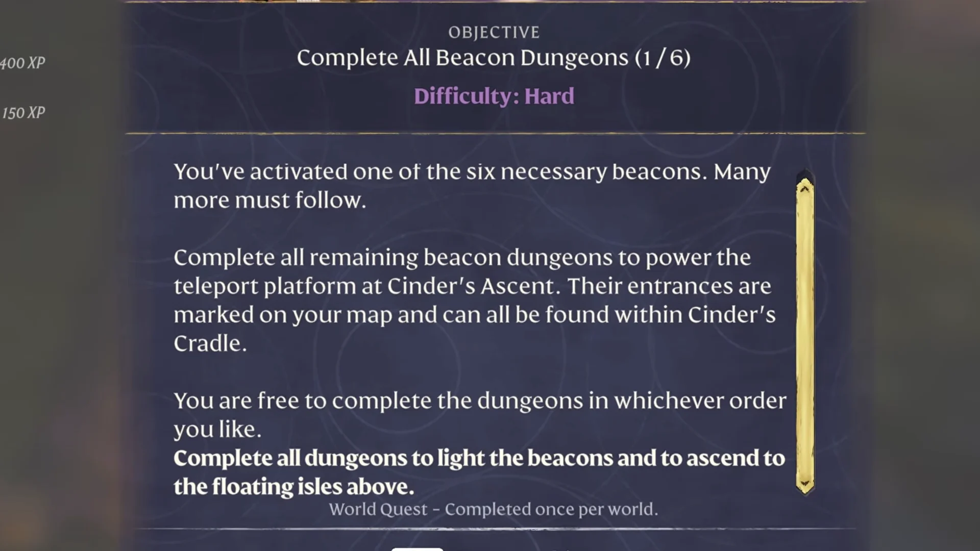 Beacon quest journal text