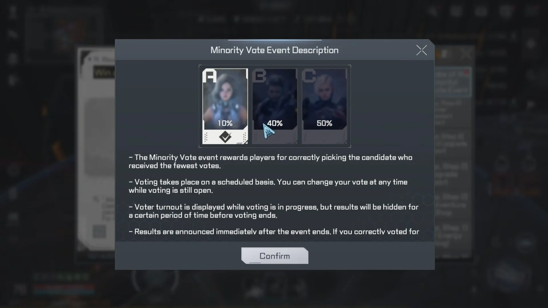 Minority Vote Event UI