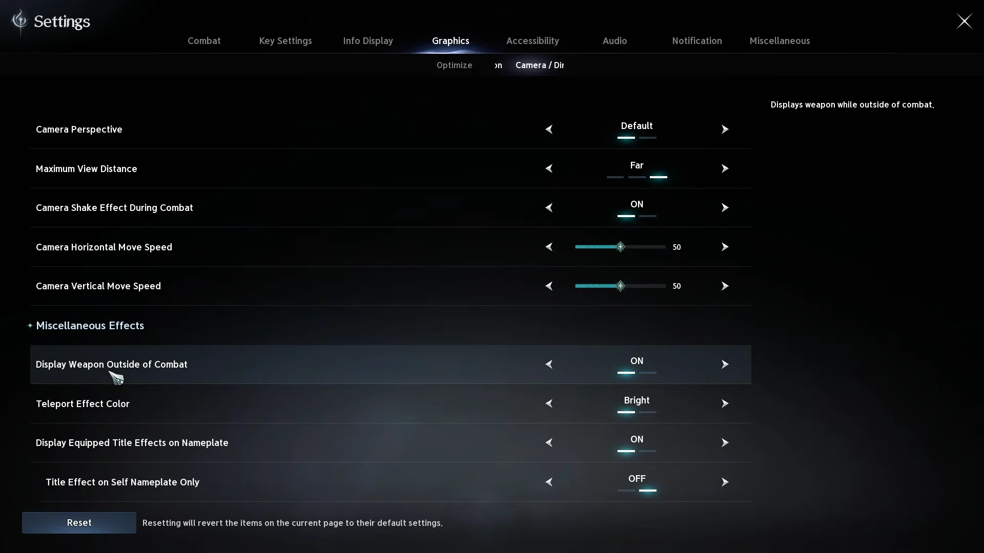 1. Weapon Out of Combat