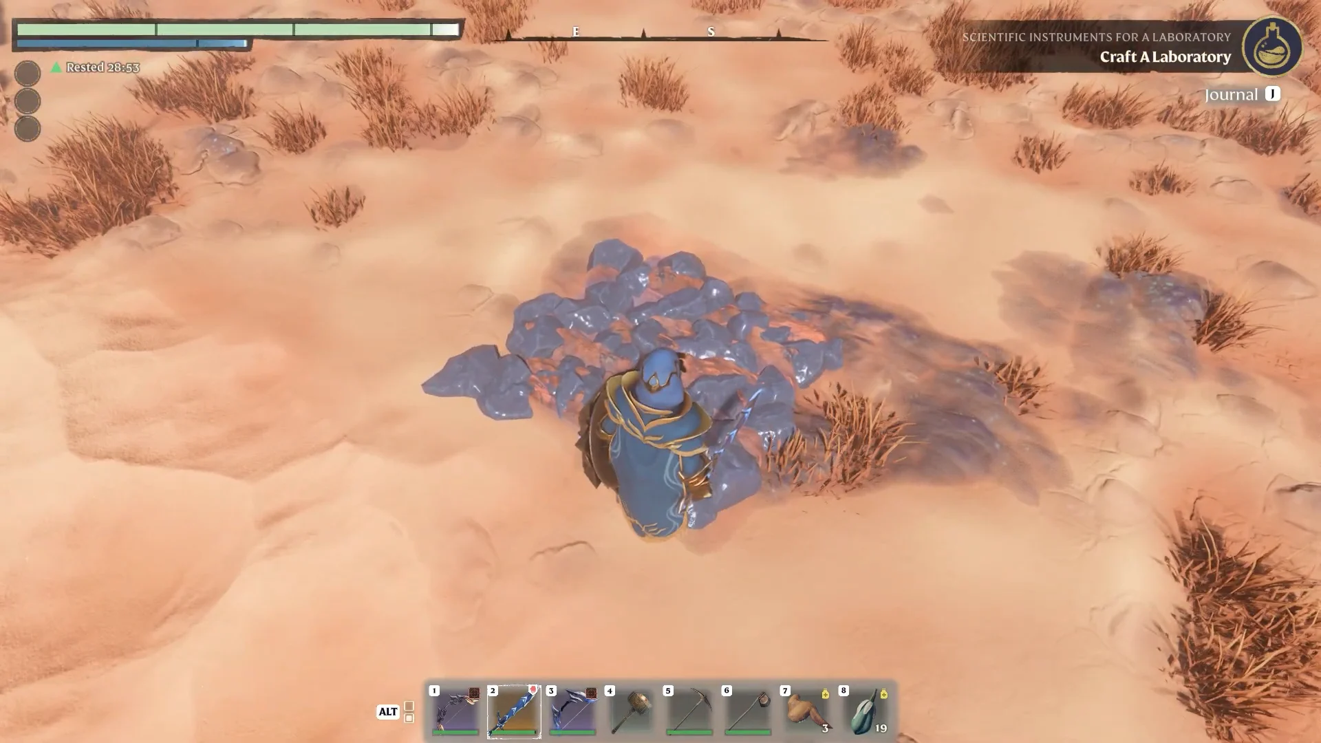 blue Lapislazuli deposit in the desert sand
