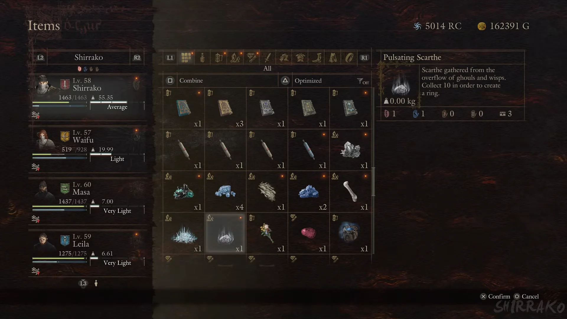 Pulsating Scarthe item panel