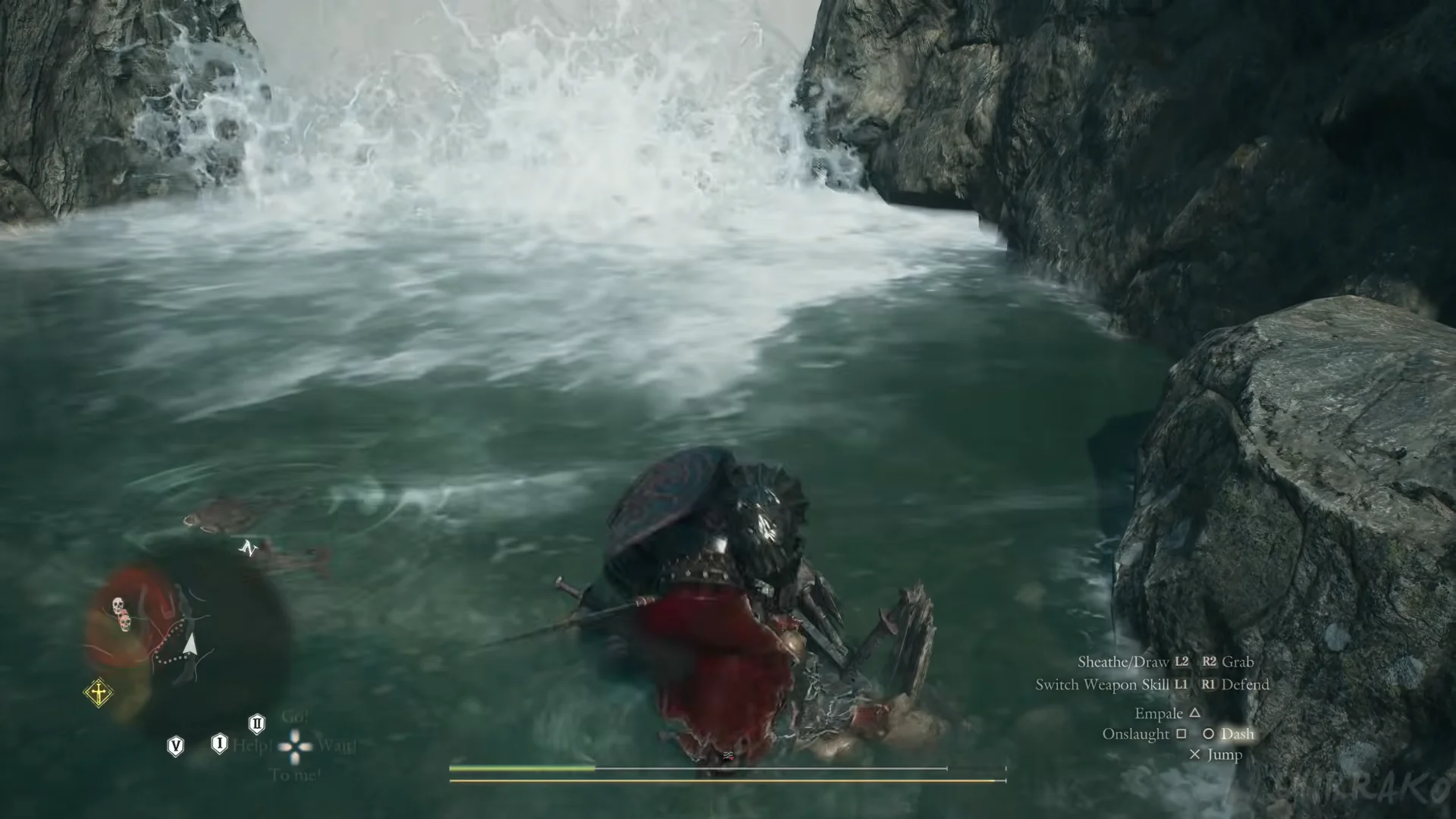 Sunken wreck under the second waterfall