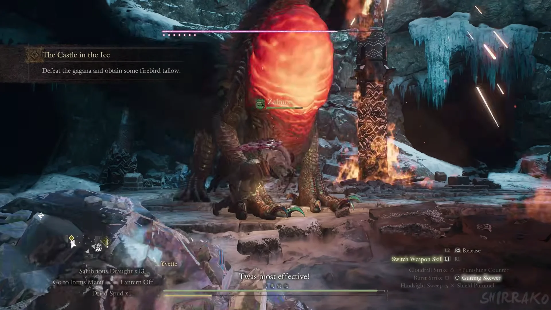 Flame sac glowing above you