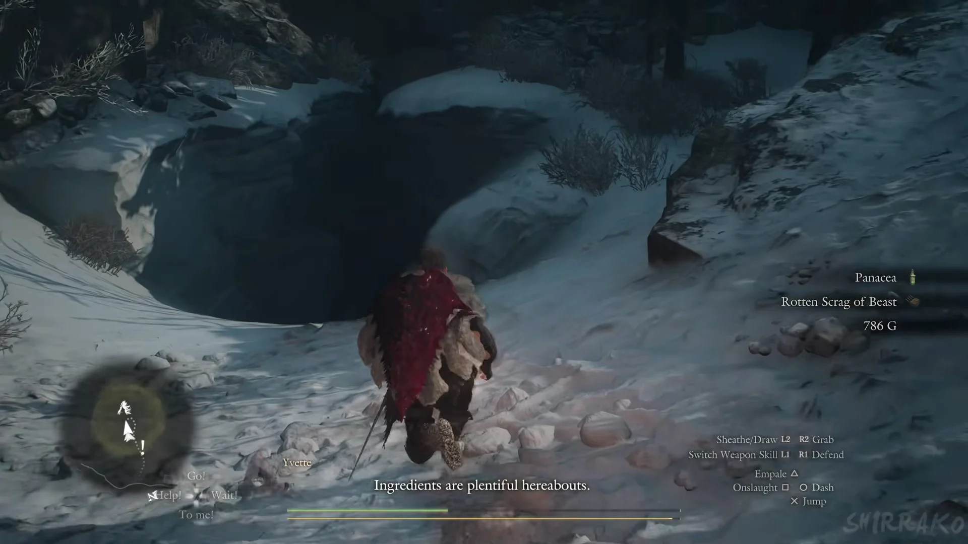 Dropped loot trail to the cave