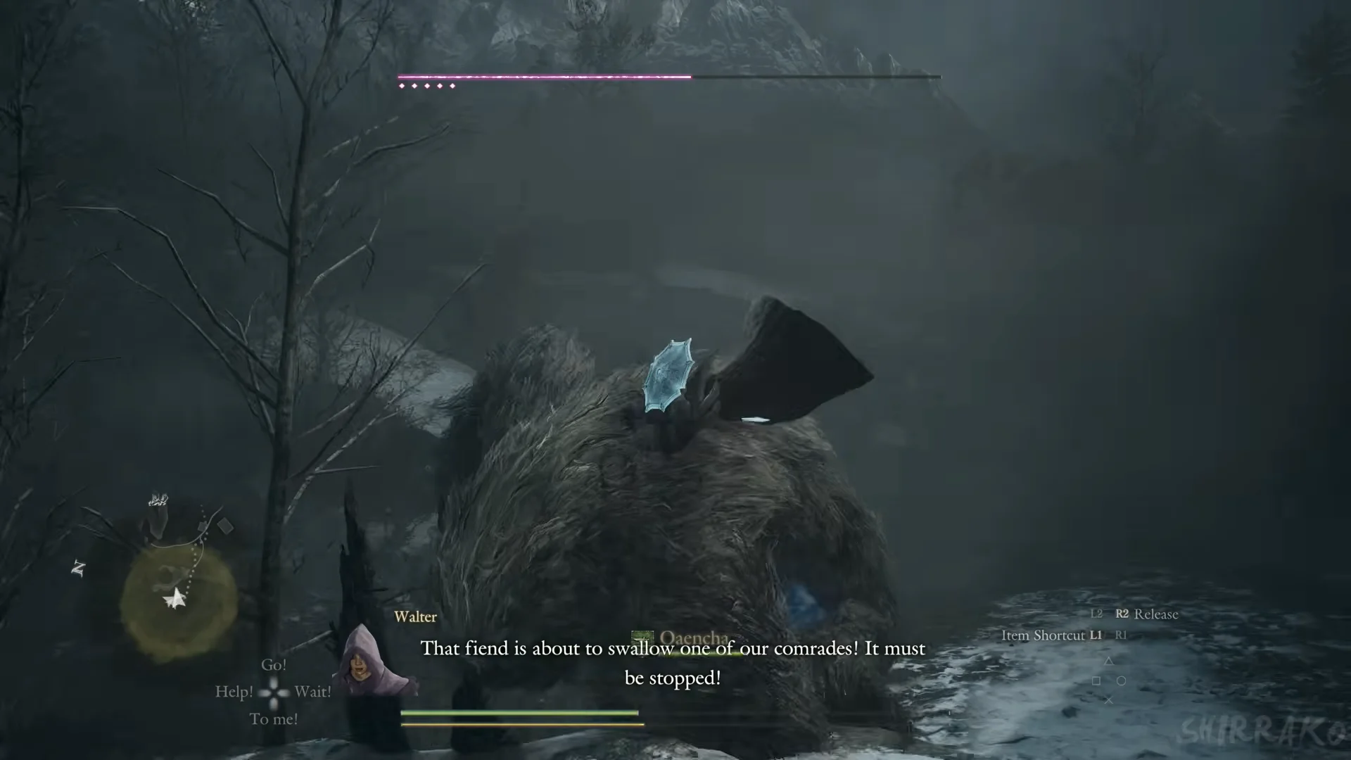 Climbing the blemmyae's back, five-dot bar
